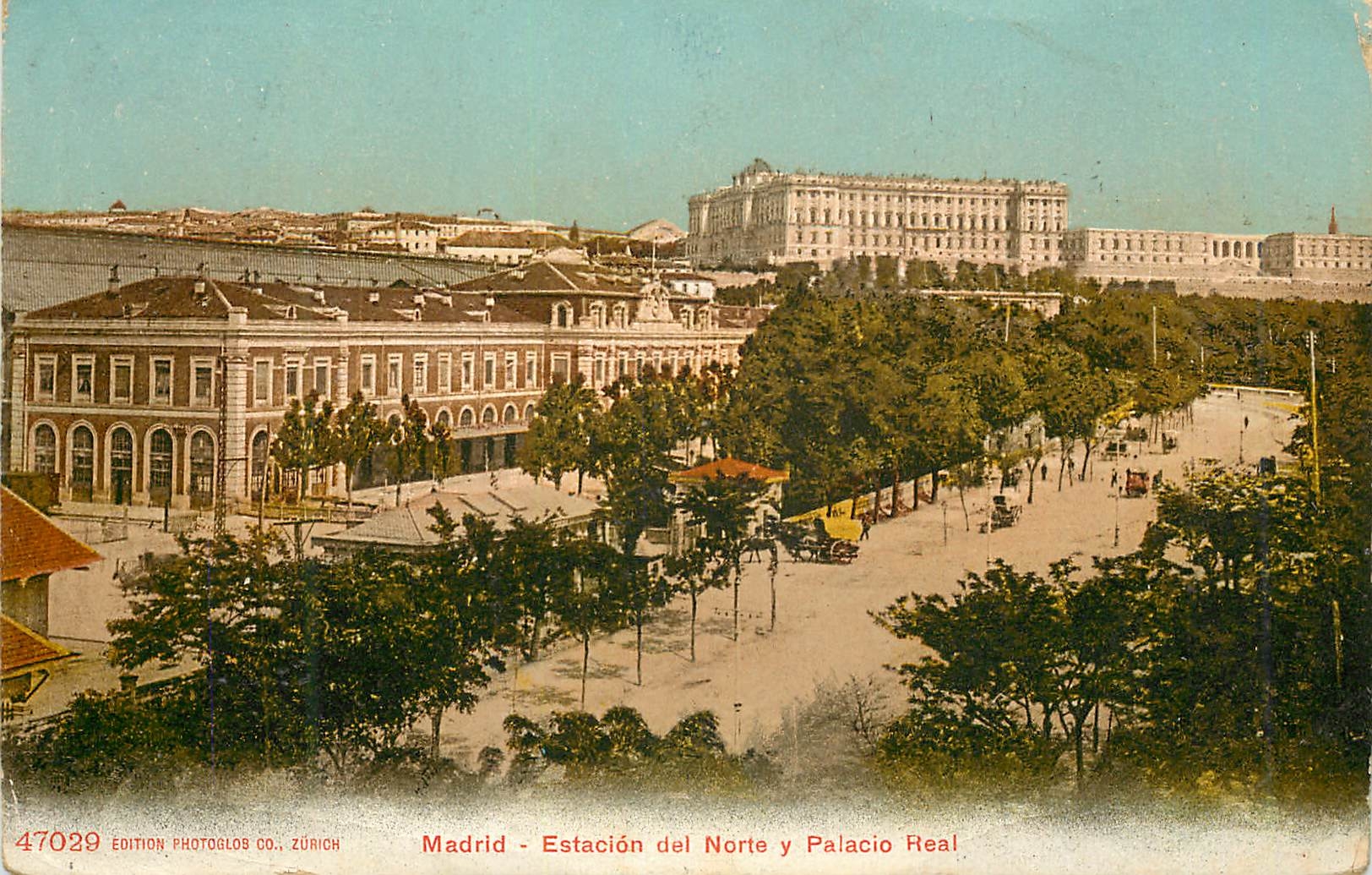 CPA Madrid Estacion del Norte y Palacio Real 