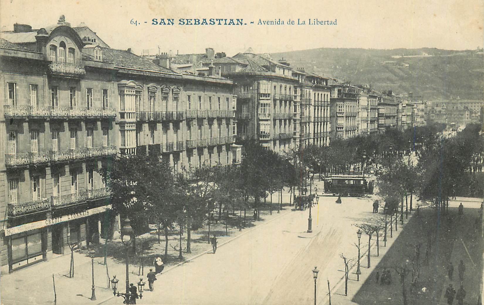 CPA San Sebastian Avenida de la Liberal Tramway