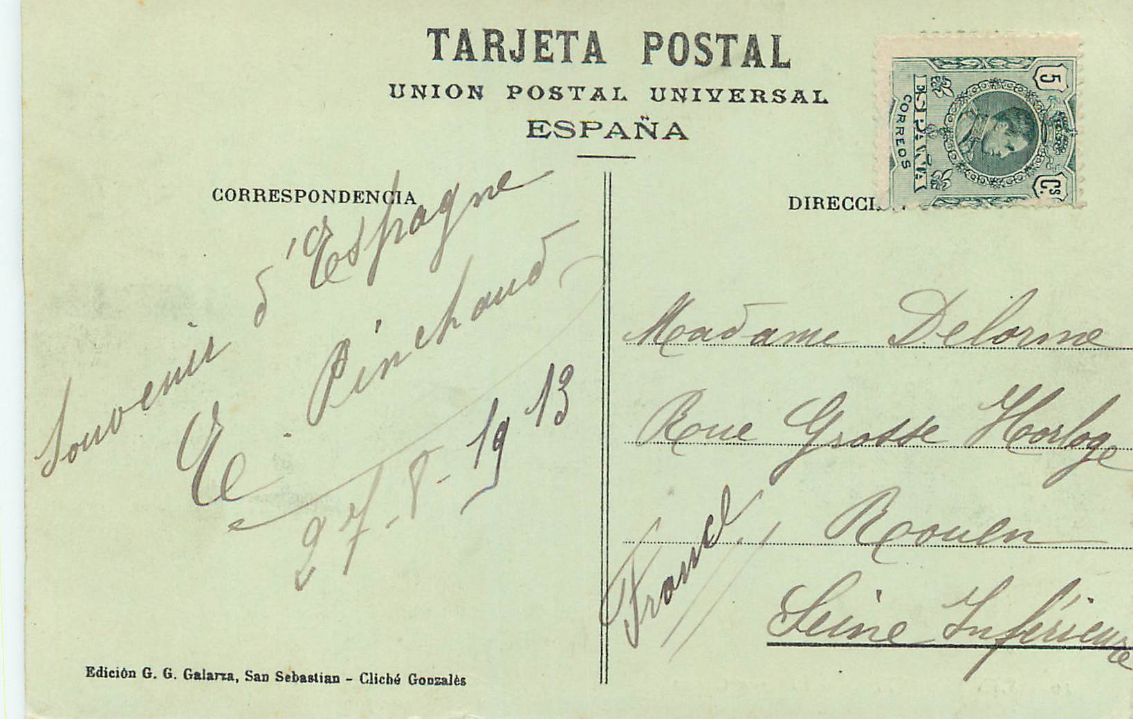CPA San Sebastian El gran casino  — Rückseite
