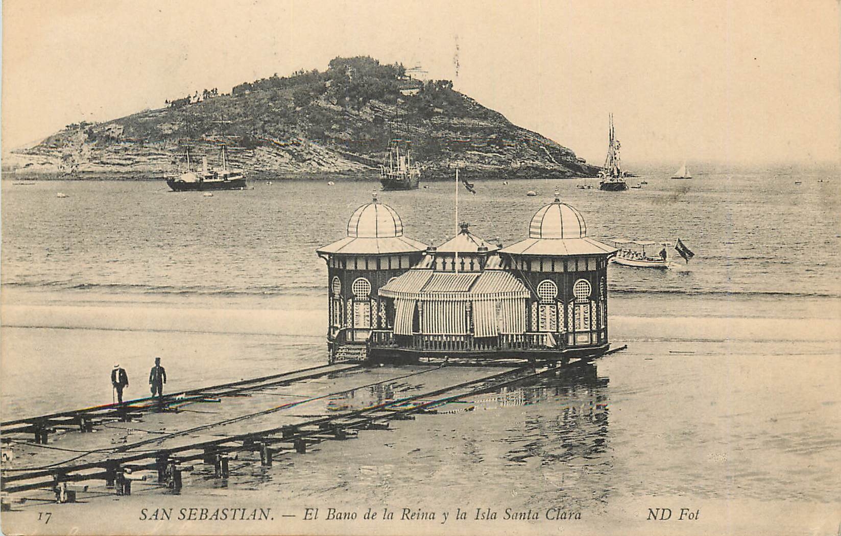 CPA San Sebastian El Bano de la reina y la Isla Santa Clara 