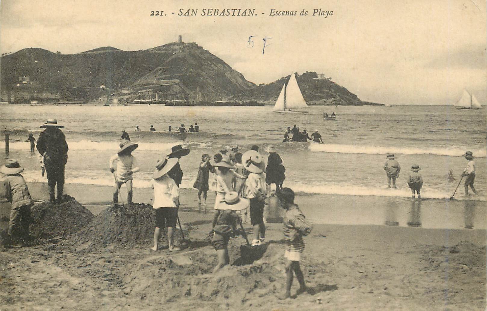 CPA San Sebastian Escenas de Playa Enfants