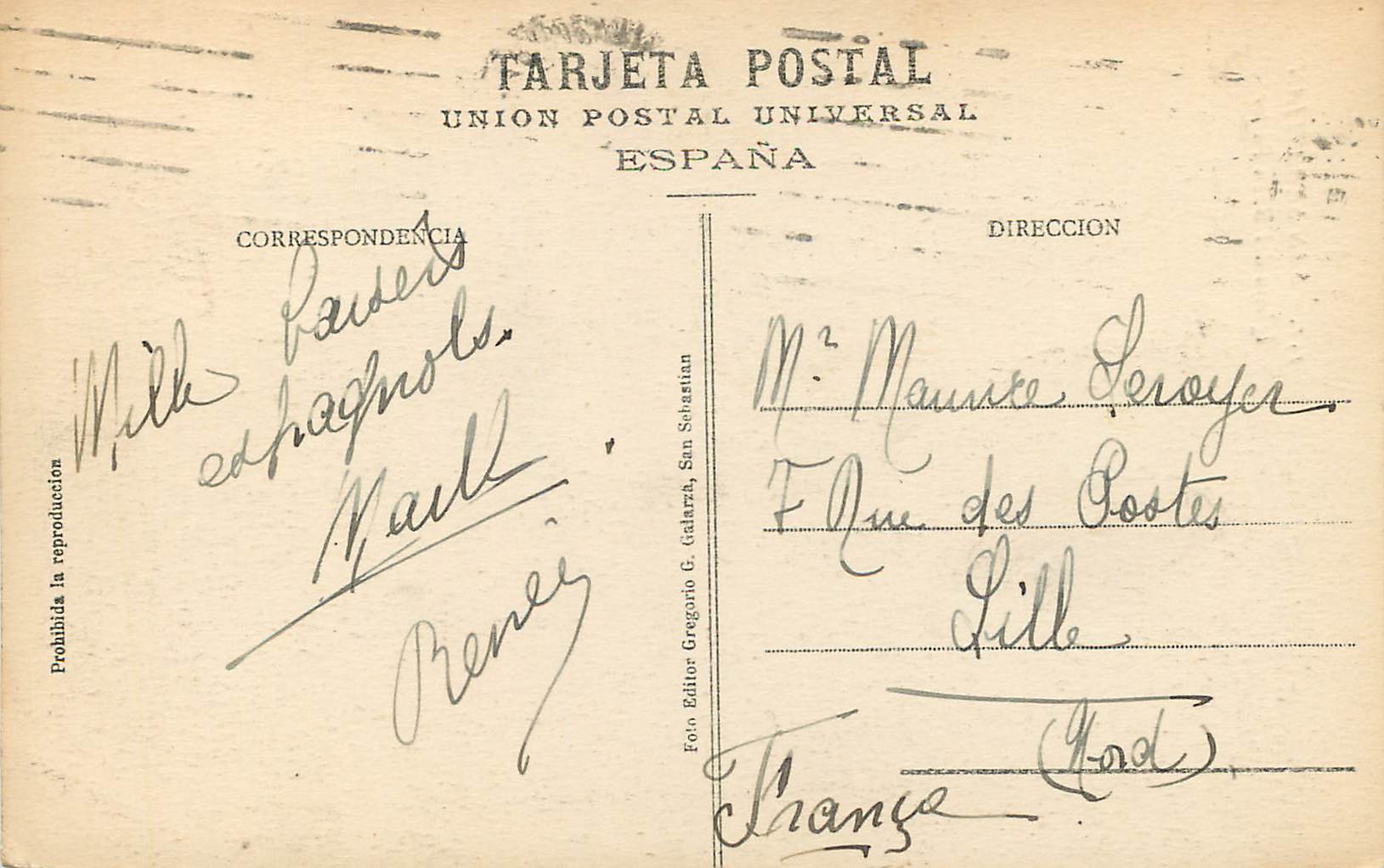 Iglesia del Buen Pastor — San Sebastián — Éditeur G. Galarraga, n° 151 — Verso