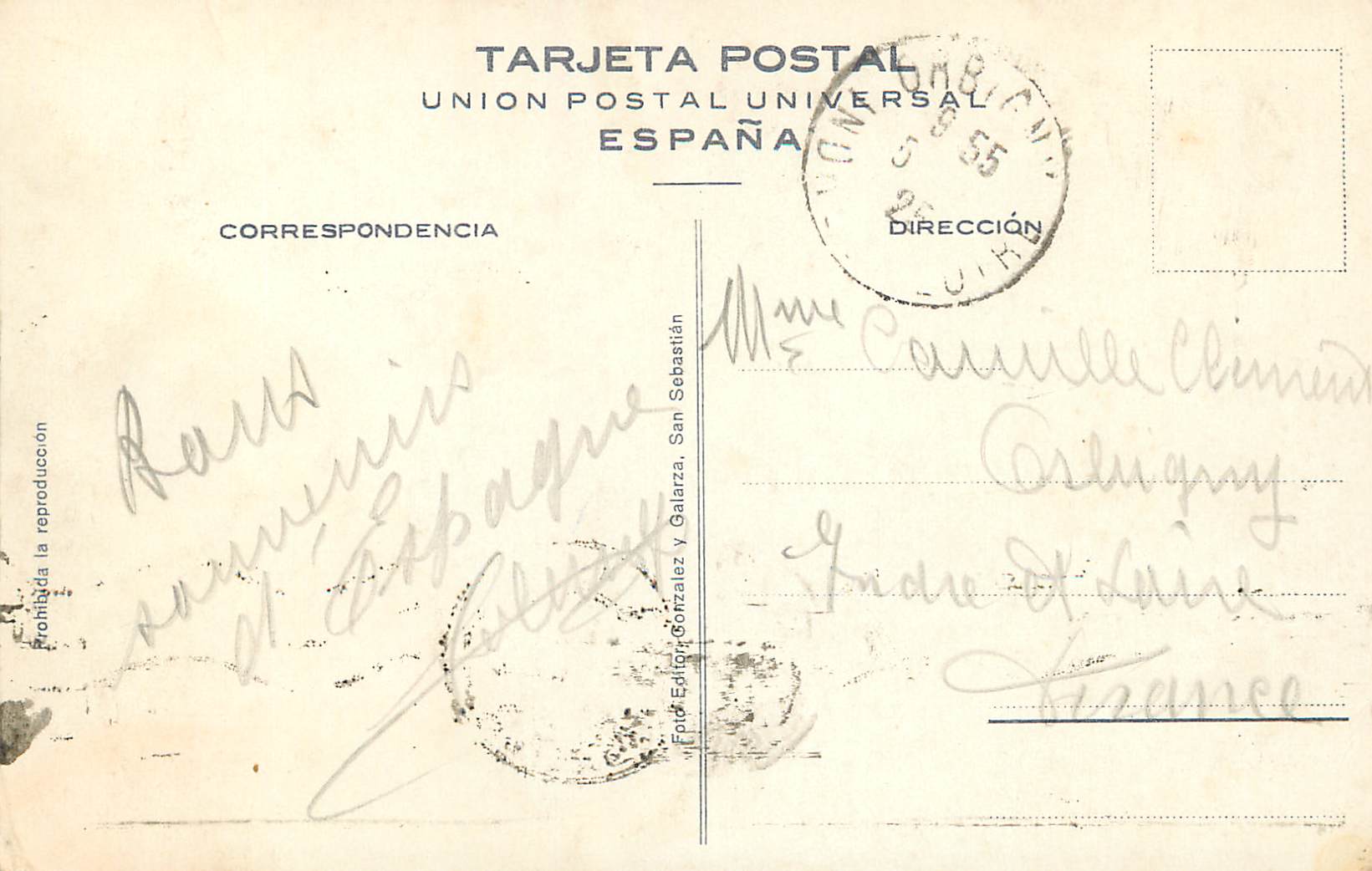 CPA San Sebastian Puente de la Zurriola y el Kursaal  — Rückseite