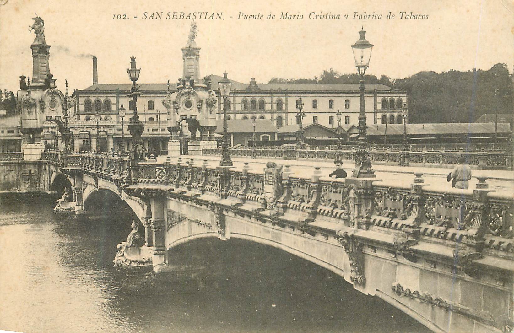 CPA San Sebastian Puente de Maria Cristina Fabrica de Tabacos 