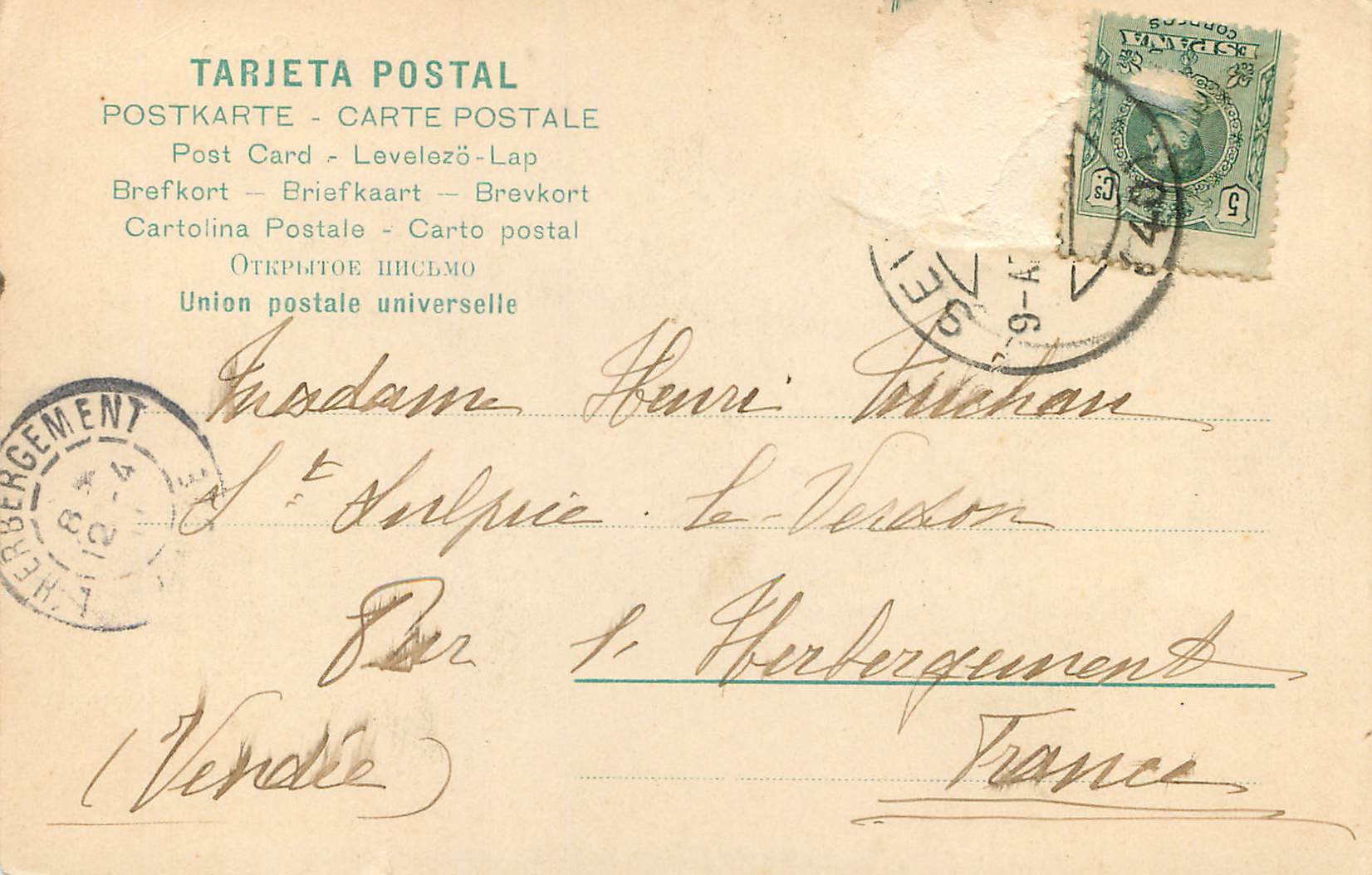 CPA Sevilla Fachada del Alcazar  — Rückseite