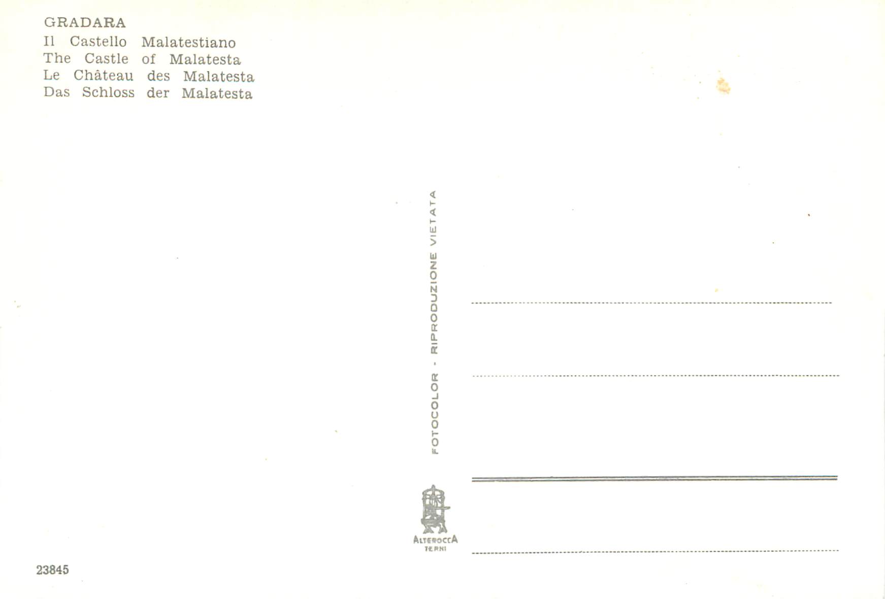 CPM Gradara Le chateau des Malatesta  — Rückseite