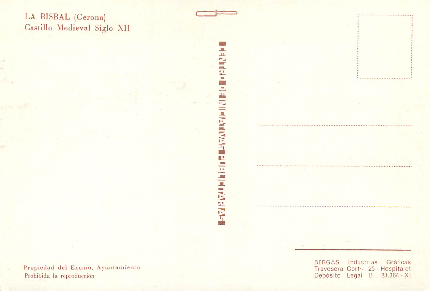 CPM La Bisbal Gerona Castillo Medieval Siglo  — Rückseite