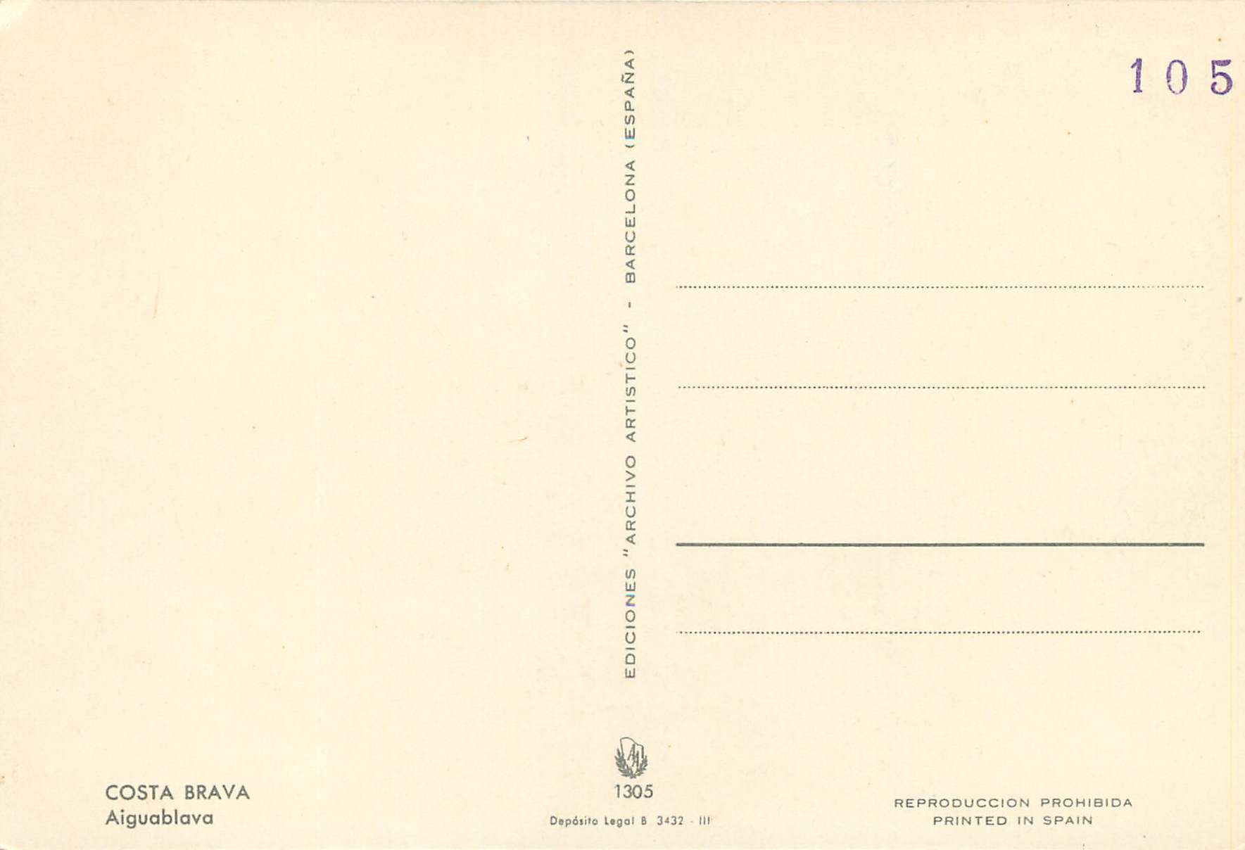 CPM Costa Brava Aiguablava  — Rückseite