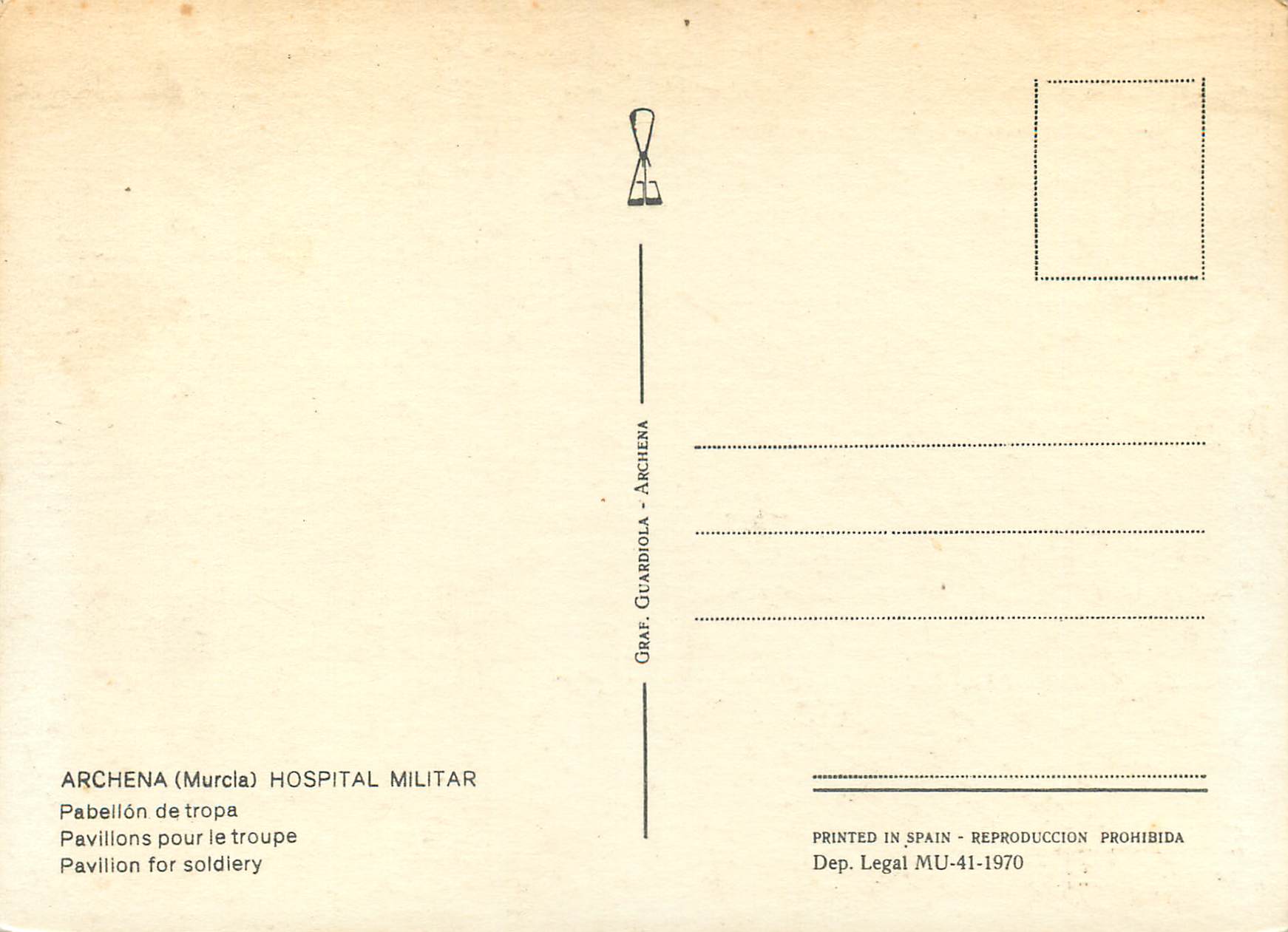 CPM Archena Murcia Hospital Militar Pavillons port le troupe  — Back