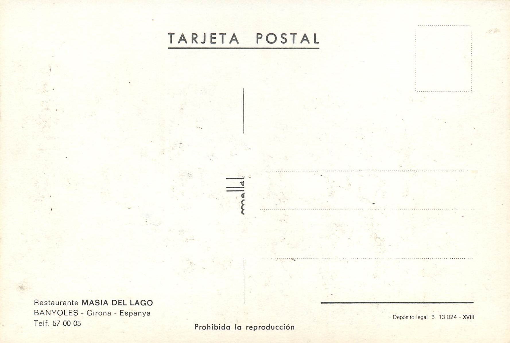 CPM Restaurante Masia del Lago Banyoles Girona Espanya  — Rückseite