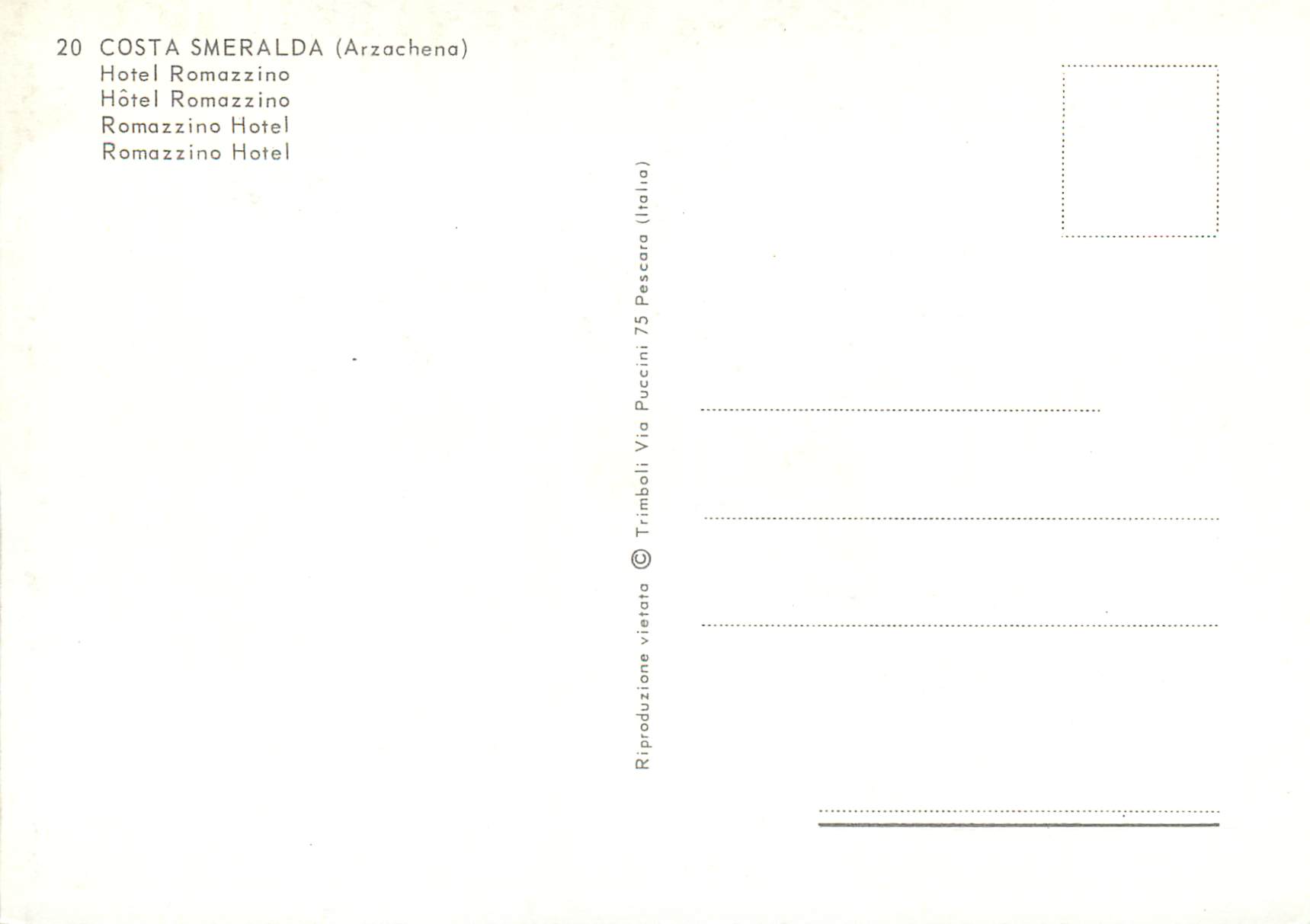 CPM Costa Smeralda Arzachena Hotel Romazzino  — Rückseite