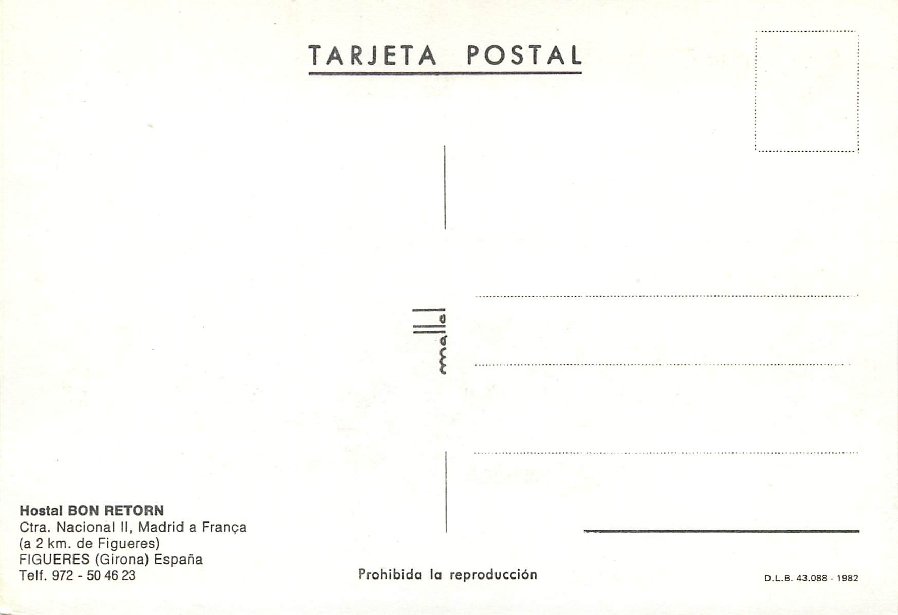 CPM Hostal Bon Retorn Figueras Girona Espana  — Rückseite