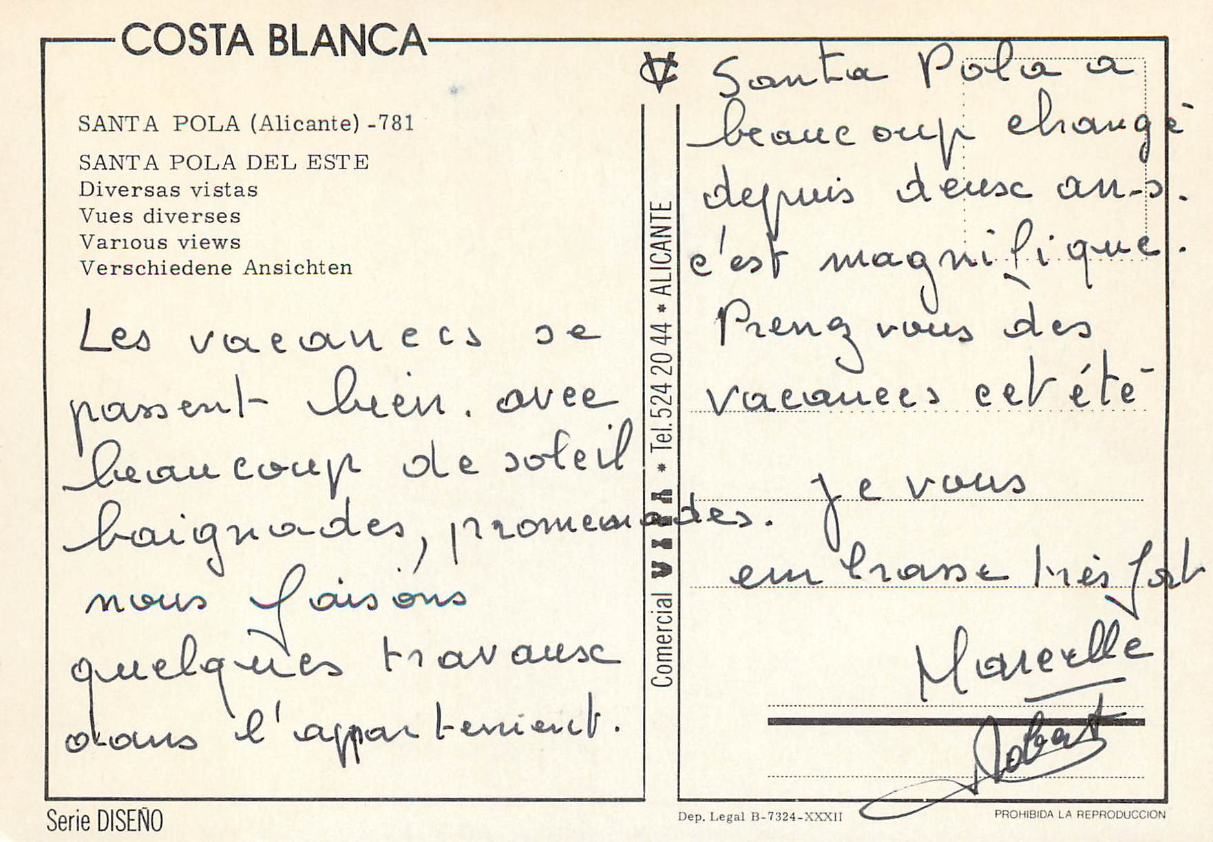 CPM Costa Blanca Santa Pola Alicante Vues diverses  — Rückseite