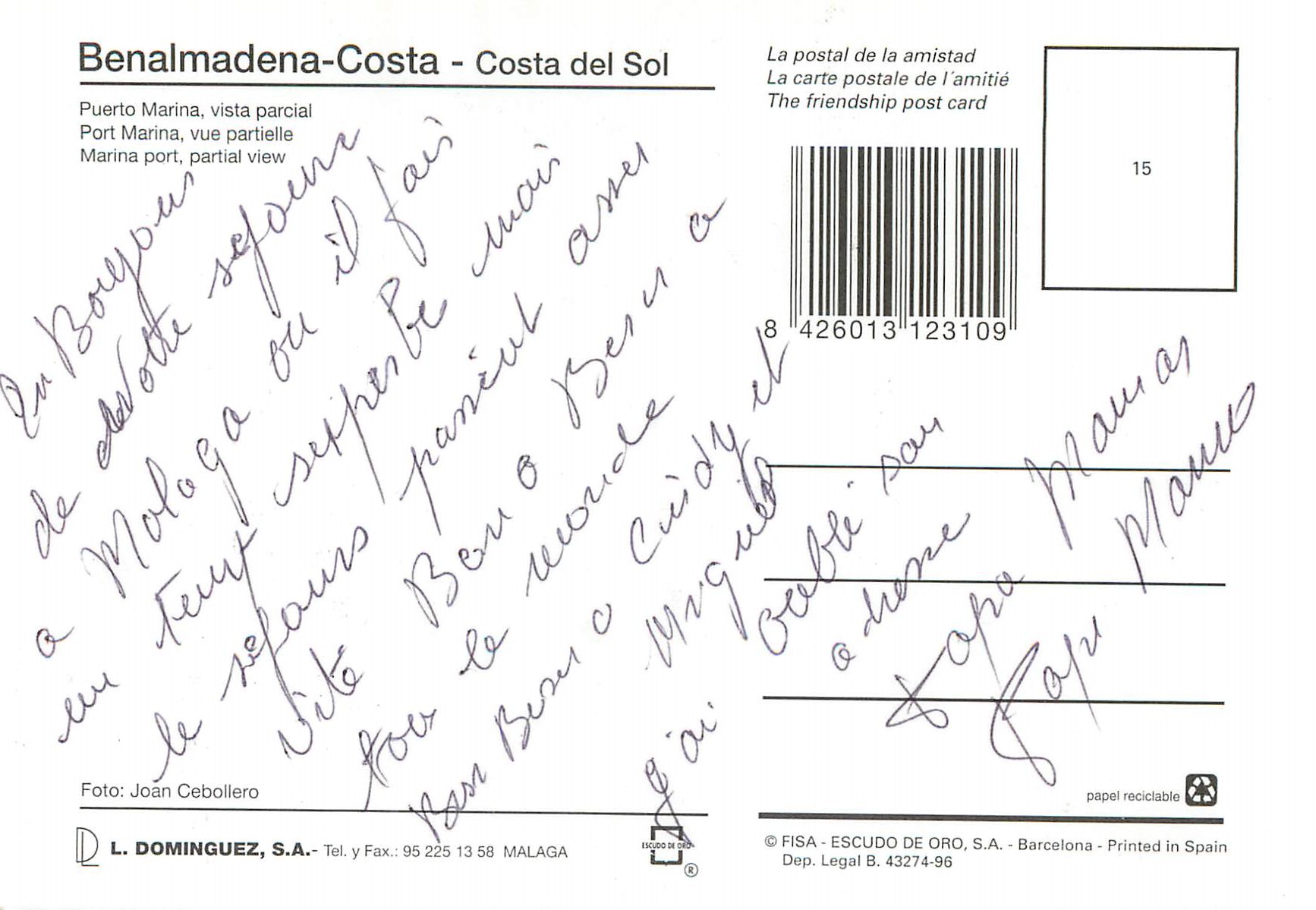 CPM Benalmadena Costa Costa del Sol Port Marina vue partielle  — Rückseite