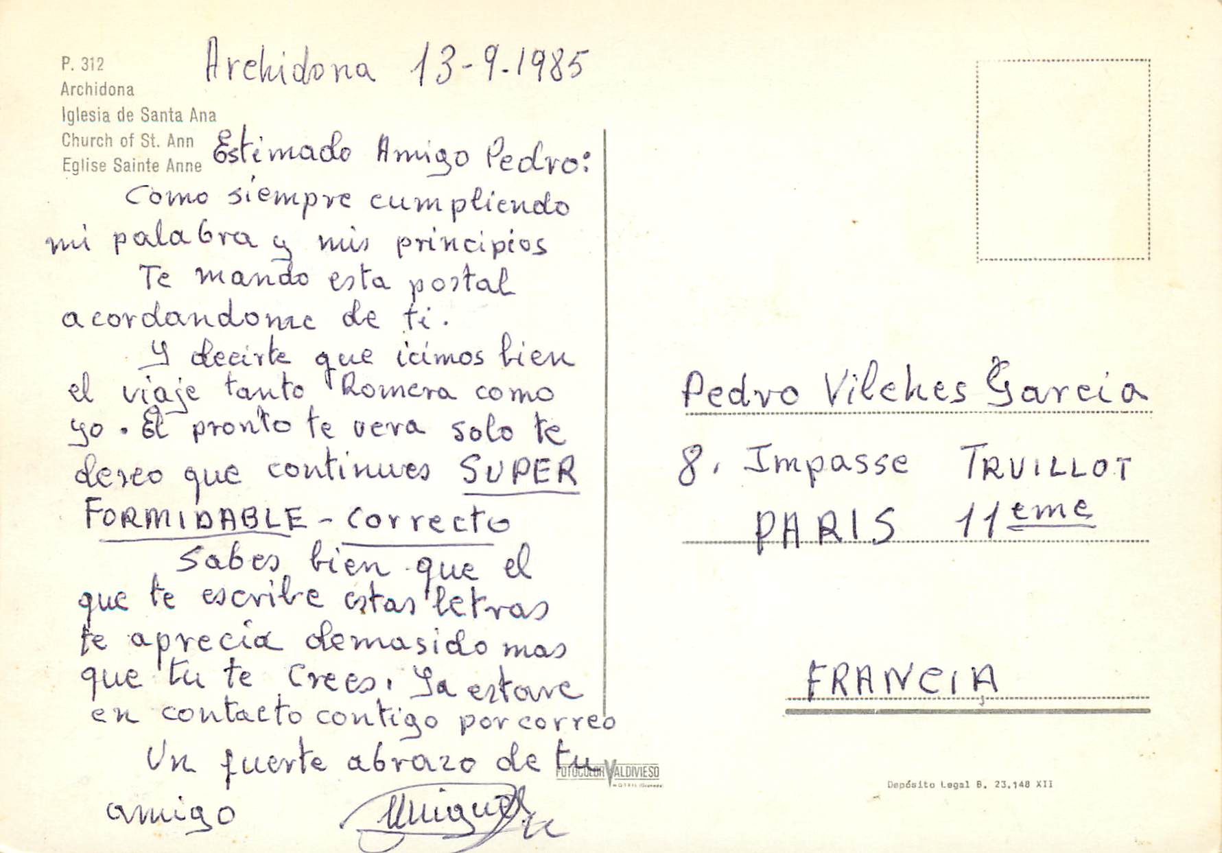 CPM Archidona Eglise Sainte Anne  — Rückseite