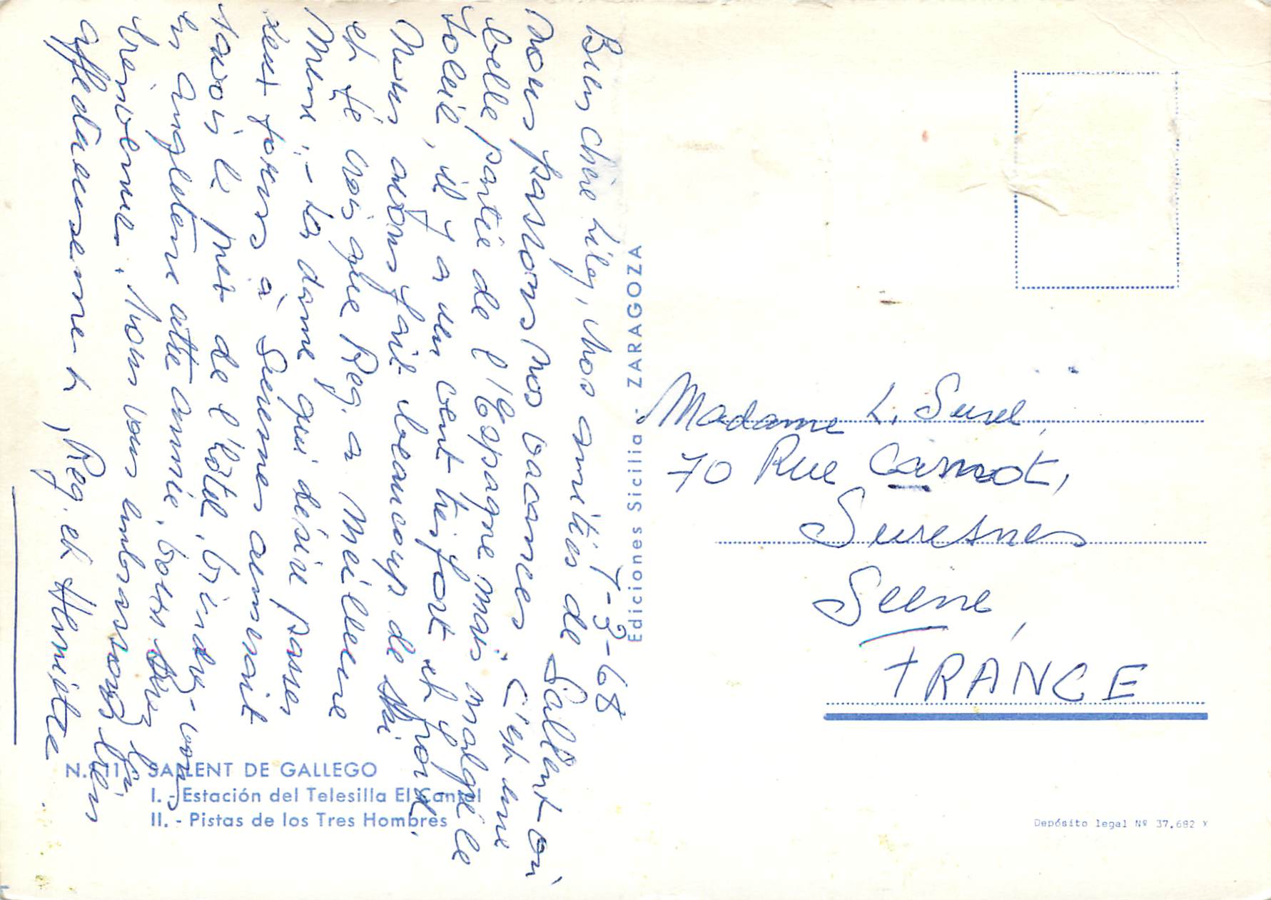 CPM Sallent de Gallego Estacion del Telesilla El Canal  — Back