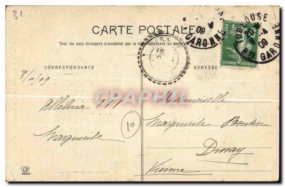 Toulouse CPA Portail de la Dalbade — Verso