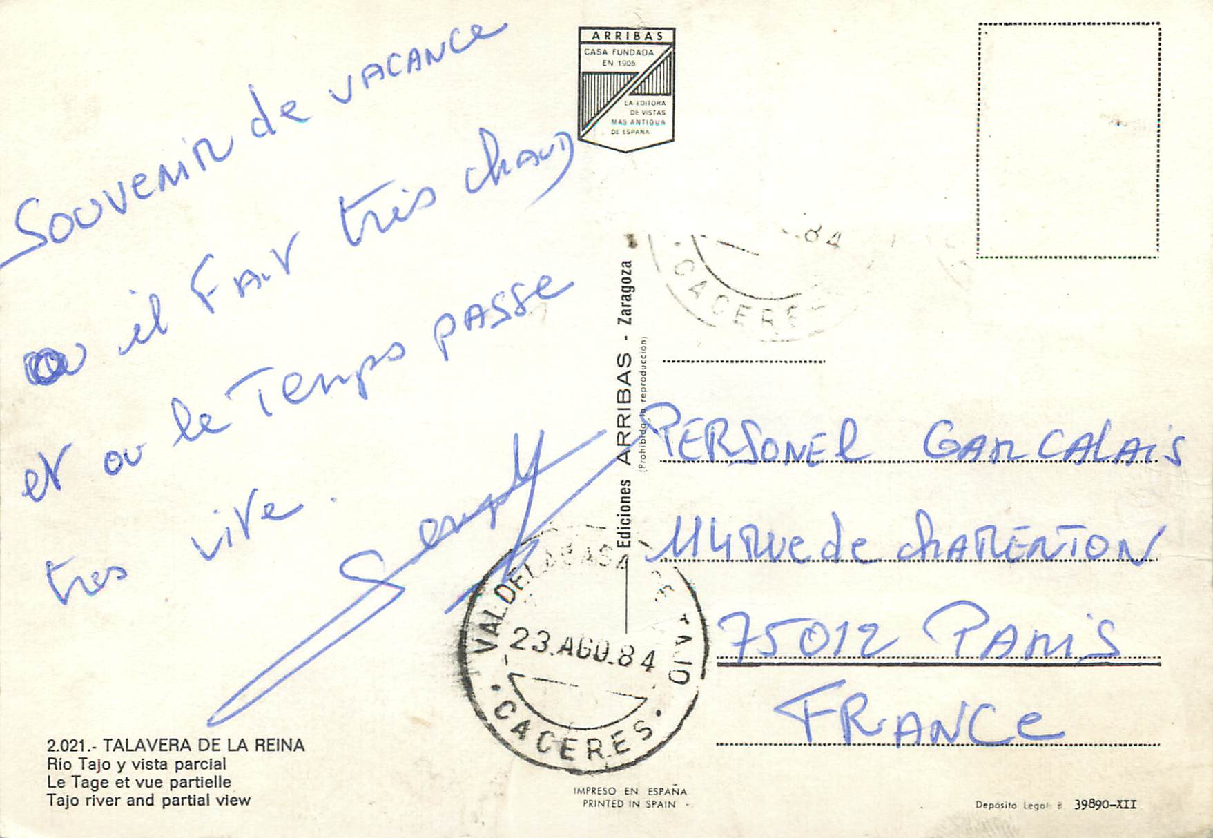 CPM Talavera de la Reina Le Tage et vue partielle  — Back