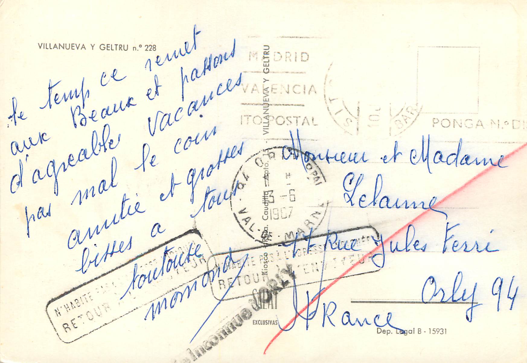 CPM Villanueva y Geltru  — Verso