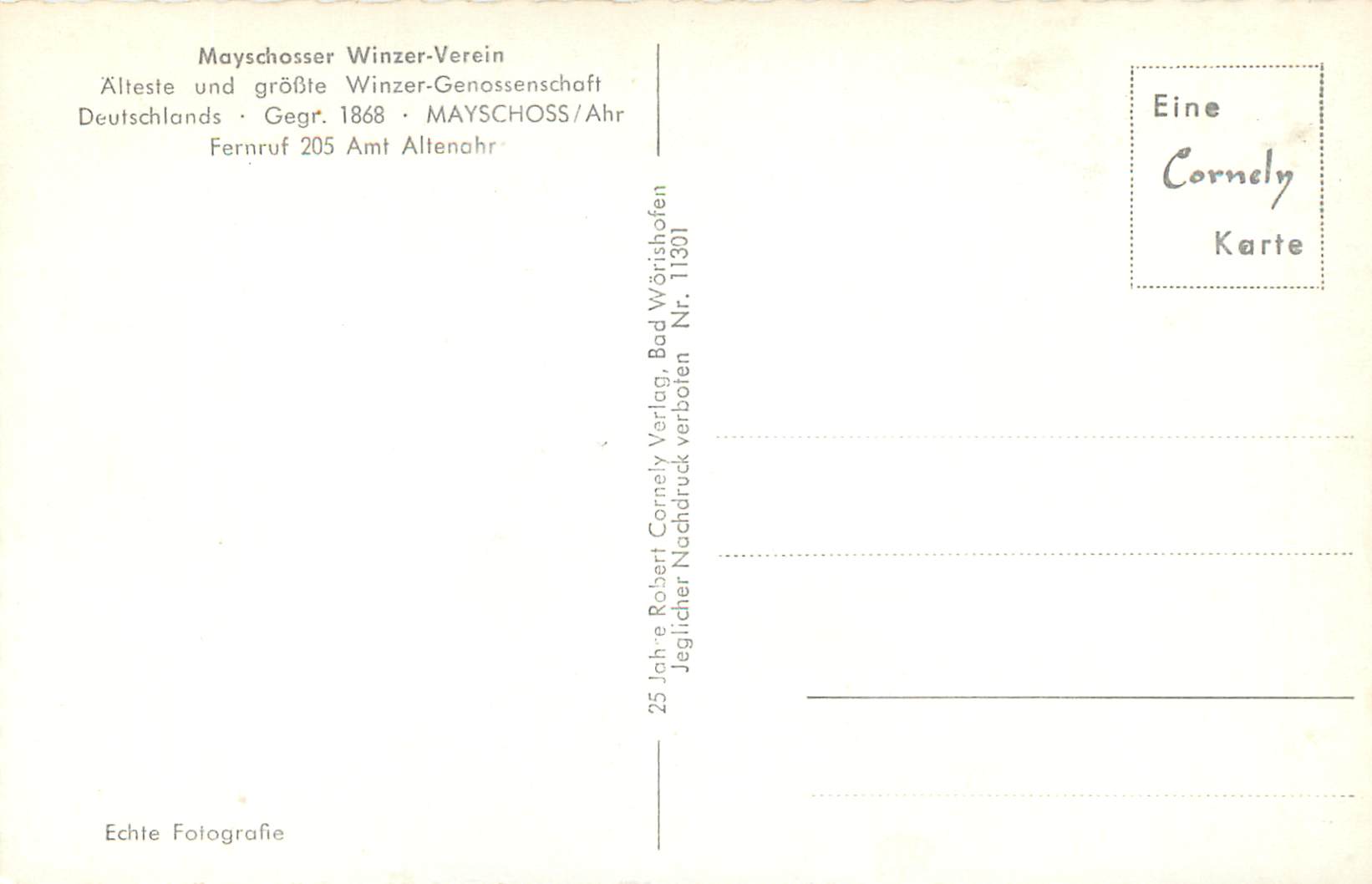 CPM Mayschosser Winzer Verein Alteste und grosste Winzer Genossenschaft  — Verso
