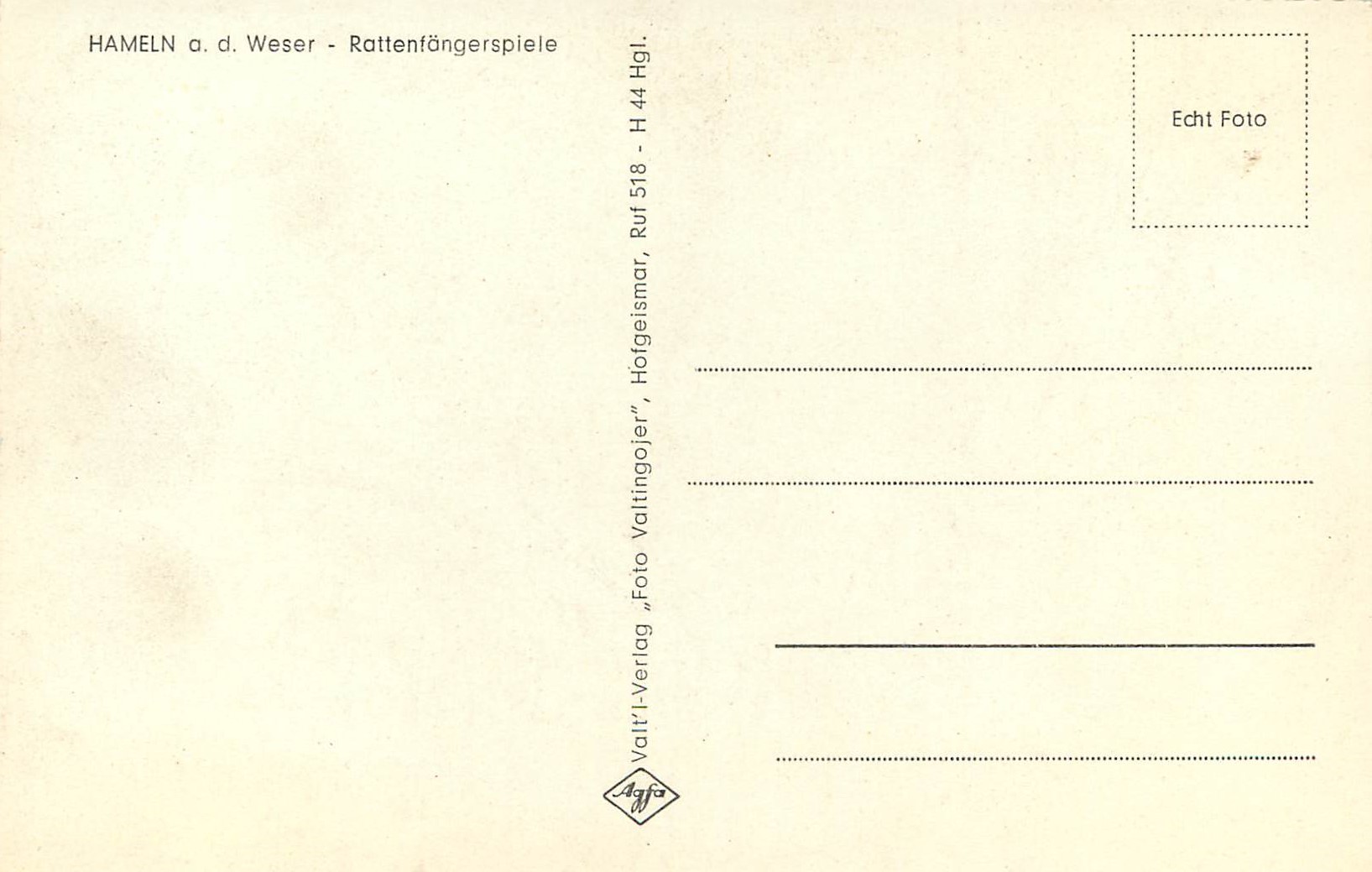 CPM Hameln a d Weser Rattenfangerspiele  — Back