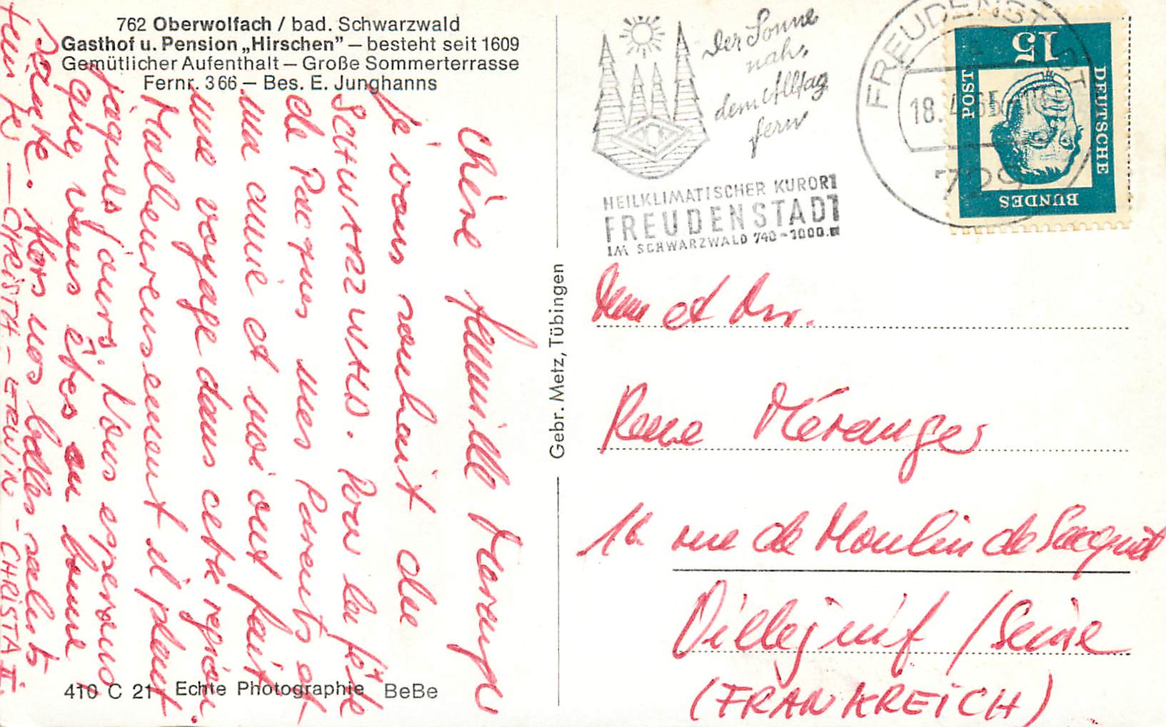 CPM Oberwolfach Bad Schwarzwald Gasthof u Pension Hischen  — Back