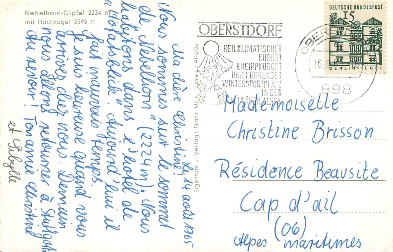 CPM Nebelhorn Gipfel mit Hochvagel  — Verso