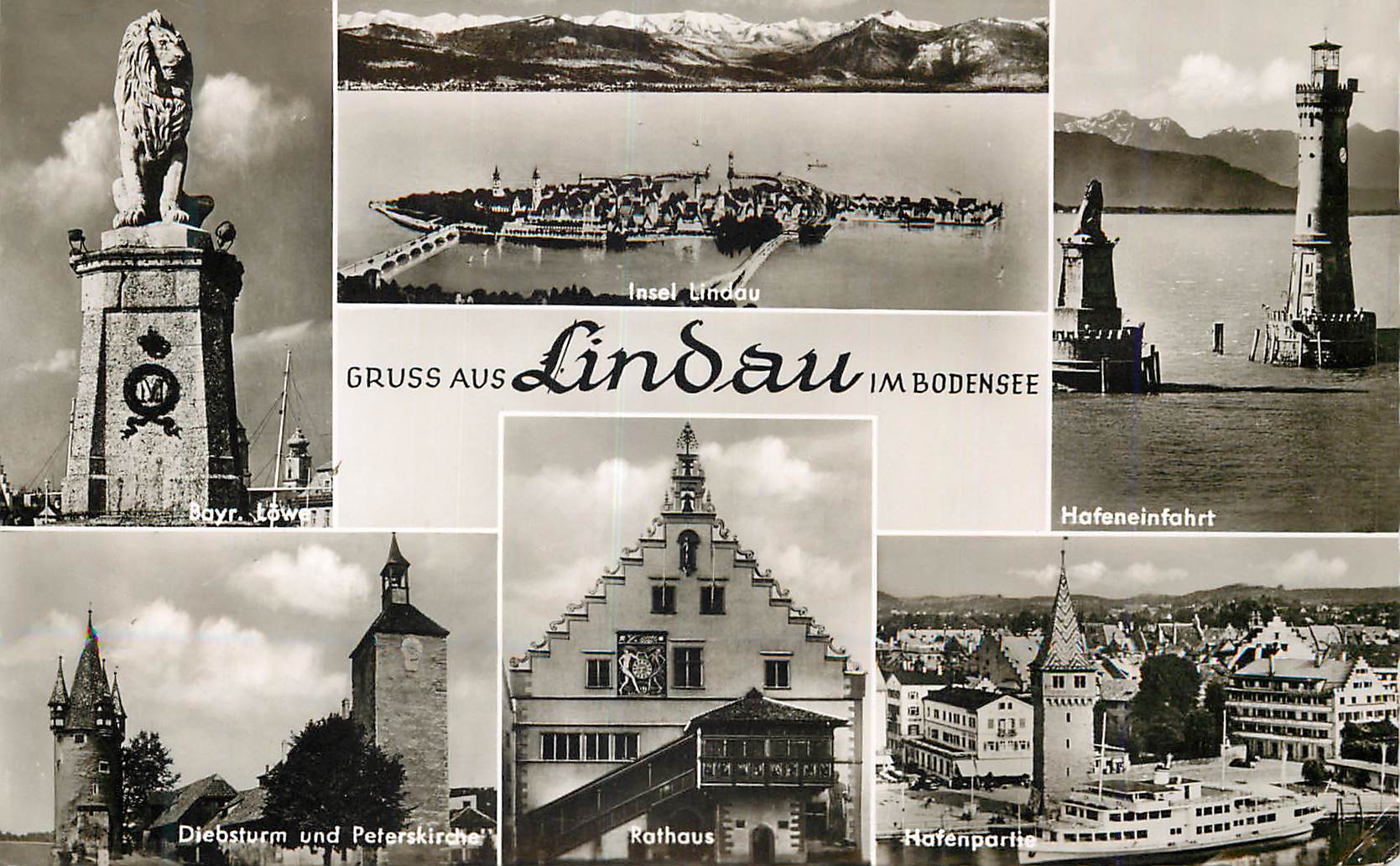CPM Gruss aus Lindau Im Bodensee Lion Bateau Phare