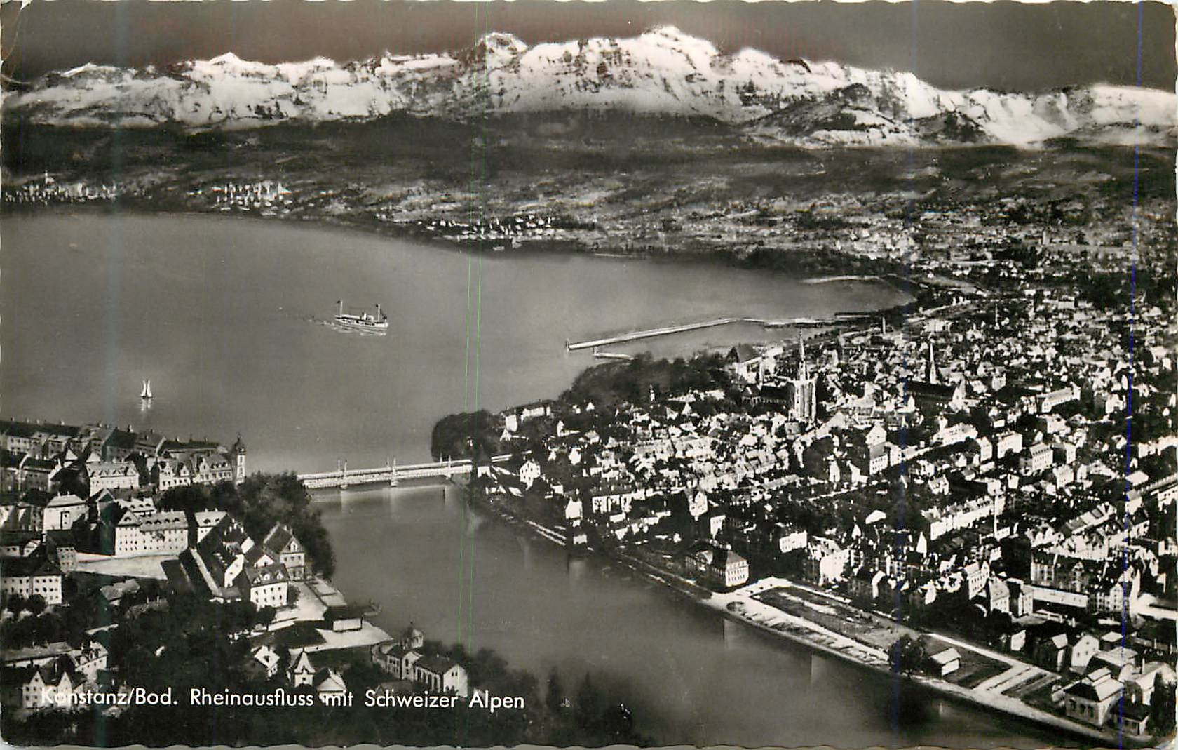 CPM Konstanz Bod Rheinausfluss mit Schweizer Alpen 