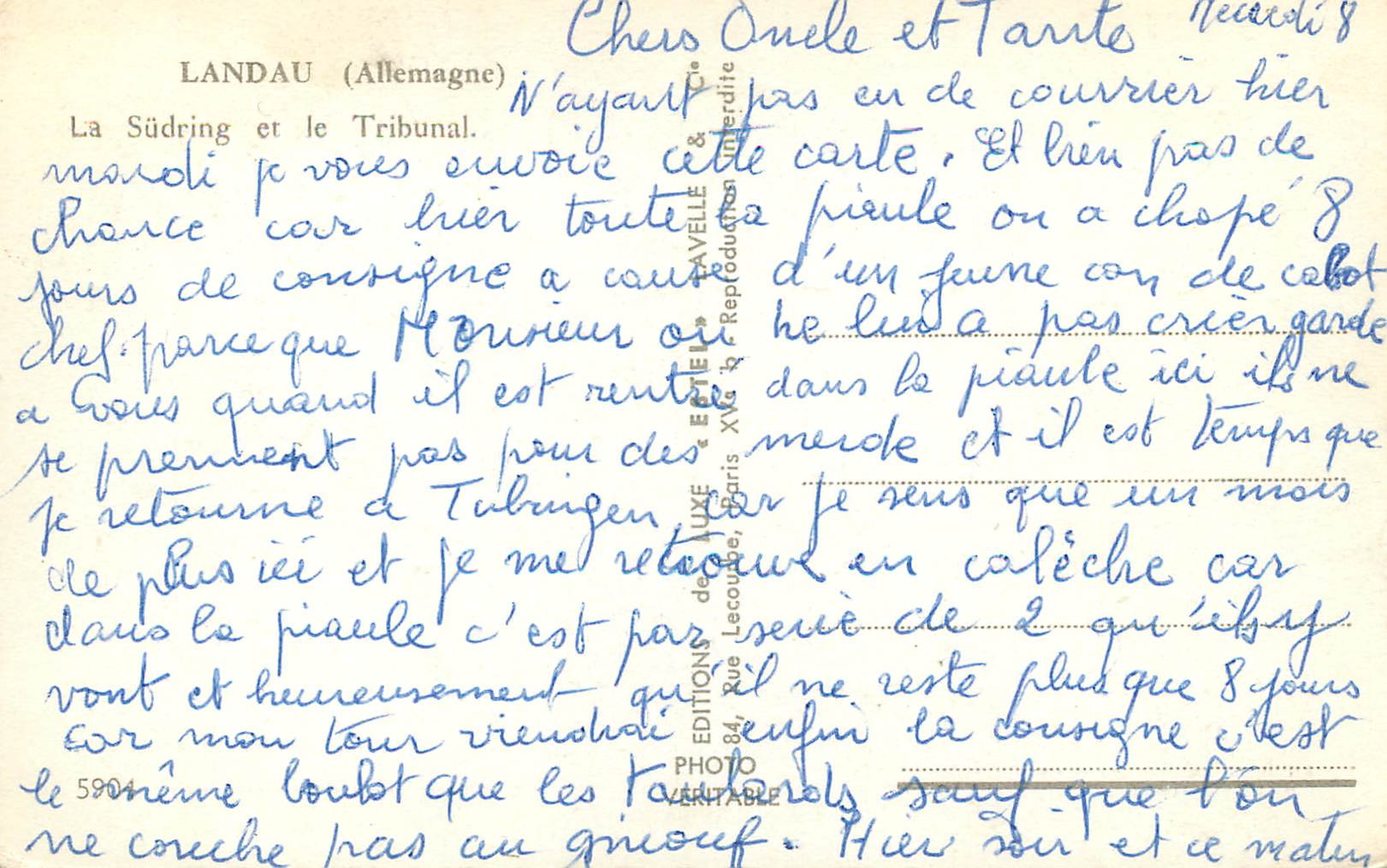 CPM Landau Allemagne La Sudring et le Tribunal  — Verso