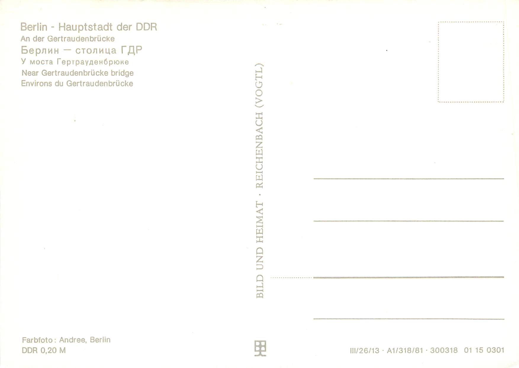 CPM Berlin Hauptstadt der DDR Near Gertraudenbrucke bridge  — Rückseite