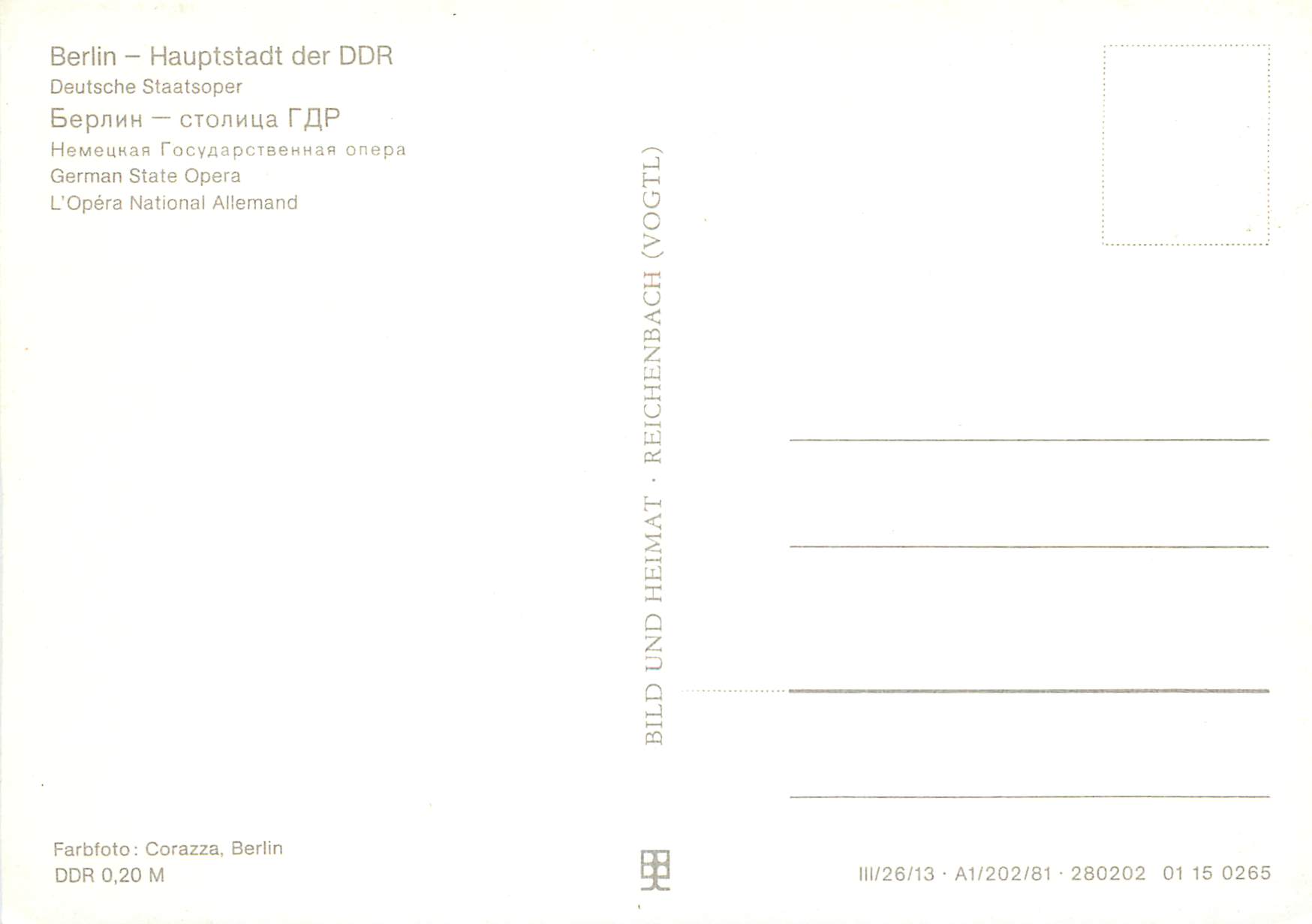 CPM Berlin Hauptstadt der DDR L Opera National Allemand  — Back
