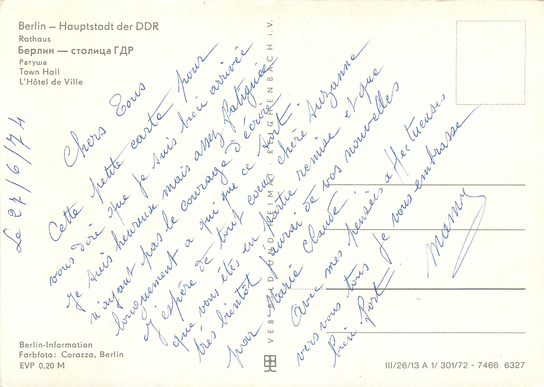 CPM Berlin Hauptstadt der DDR L Hotel de Ville  — Back