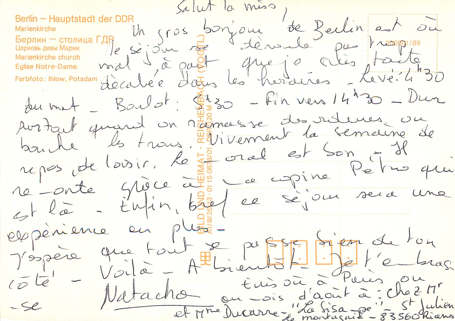 CPM Berlin Hauptstadt der DDR Eglise Notre Dame  — Back