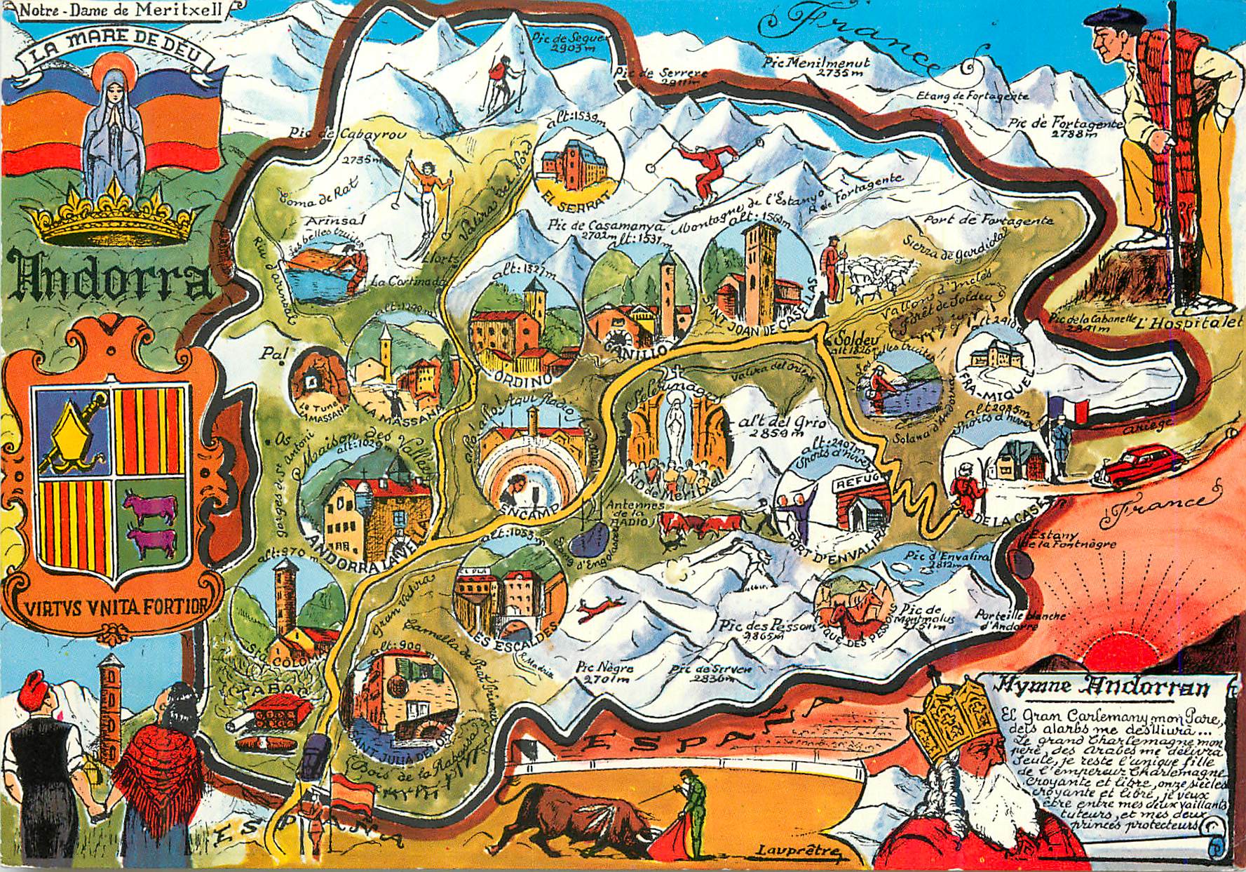 CPM Plan Touristique de l Andorre Charlemagne