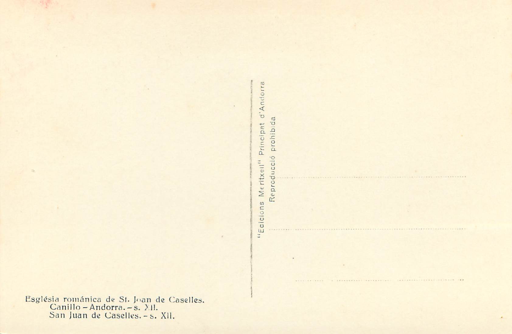 CPM San Juan de Caselles Eglesia romanica  — Rückseite