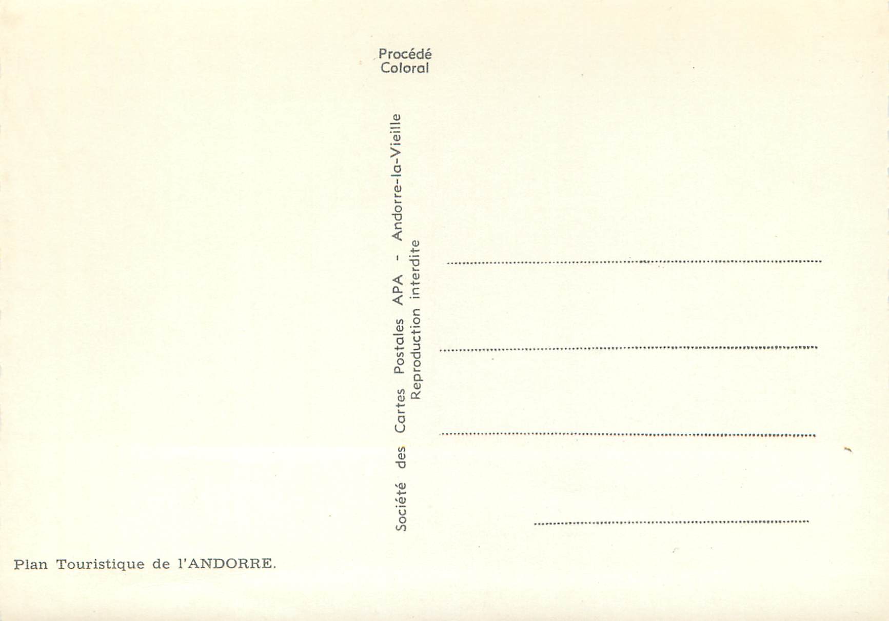 CPM Plan touristique de l Andorre  — Verso