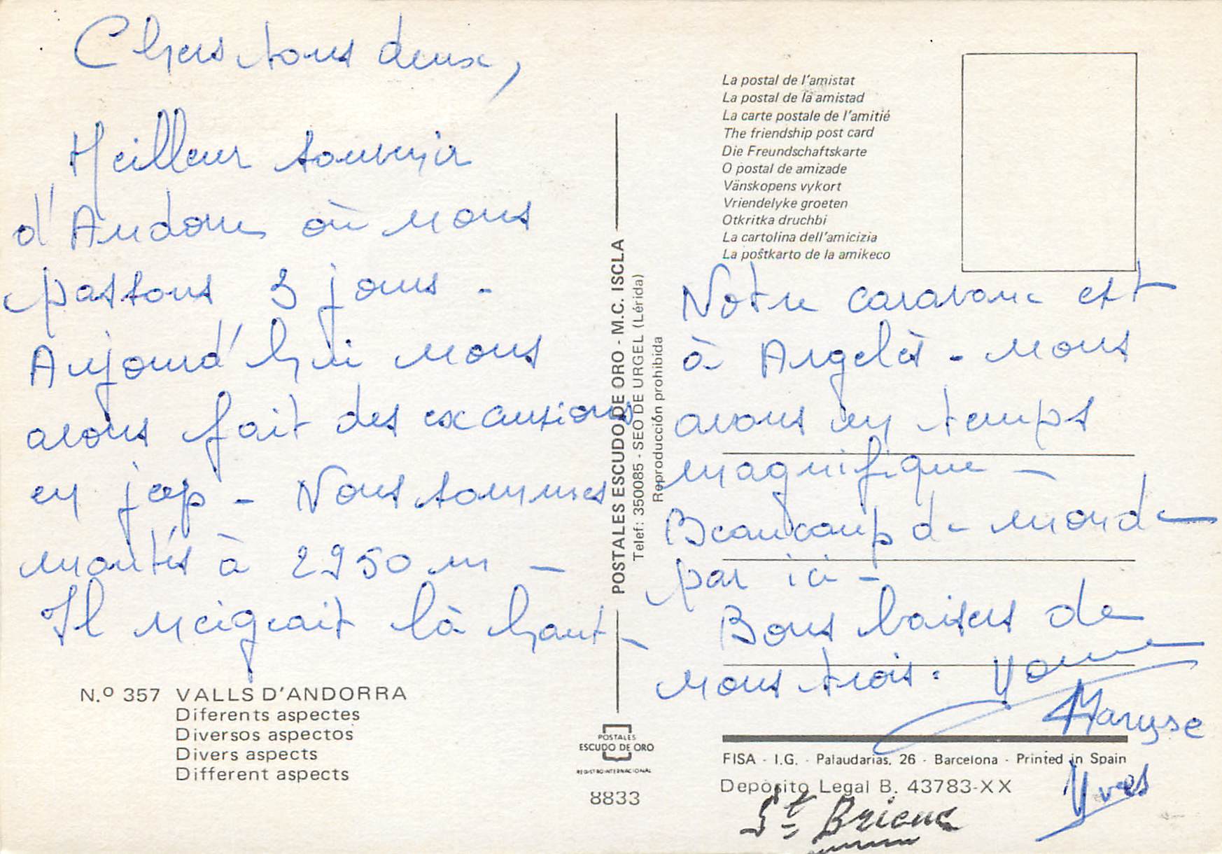 CPM Valls d Andorra Divers aspects  — Rückseite