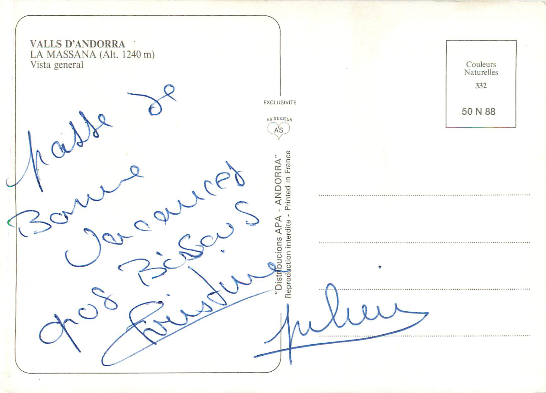 CPM Valls d Andorra La Masanna Vista general  — Rückseite