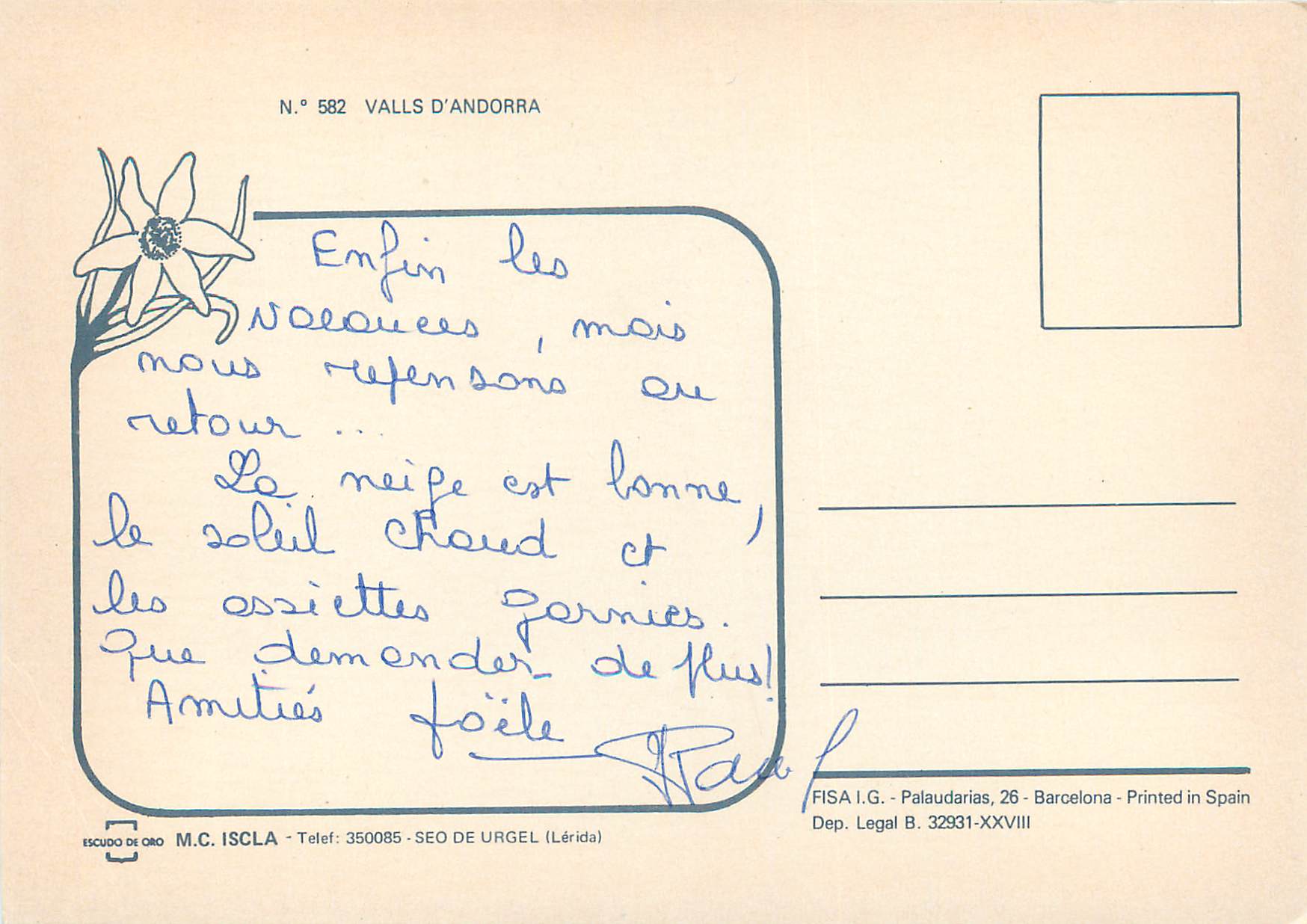 CPM Valls d Andorra  — Rückseite