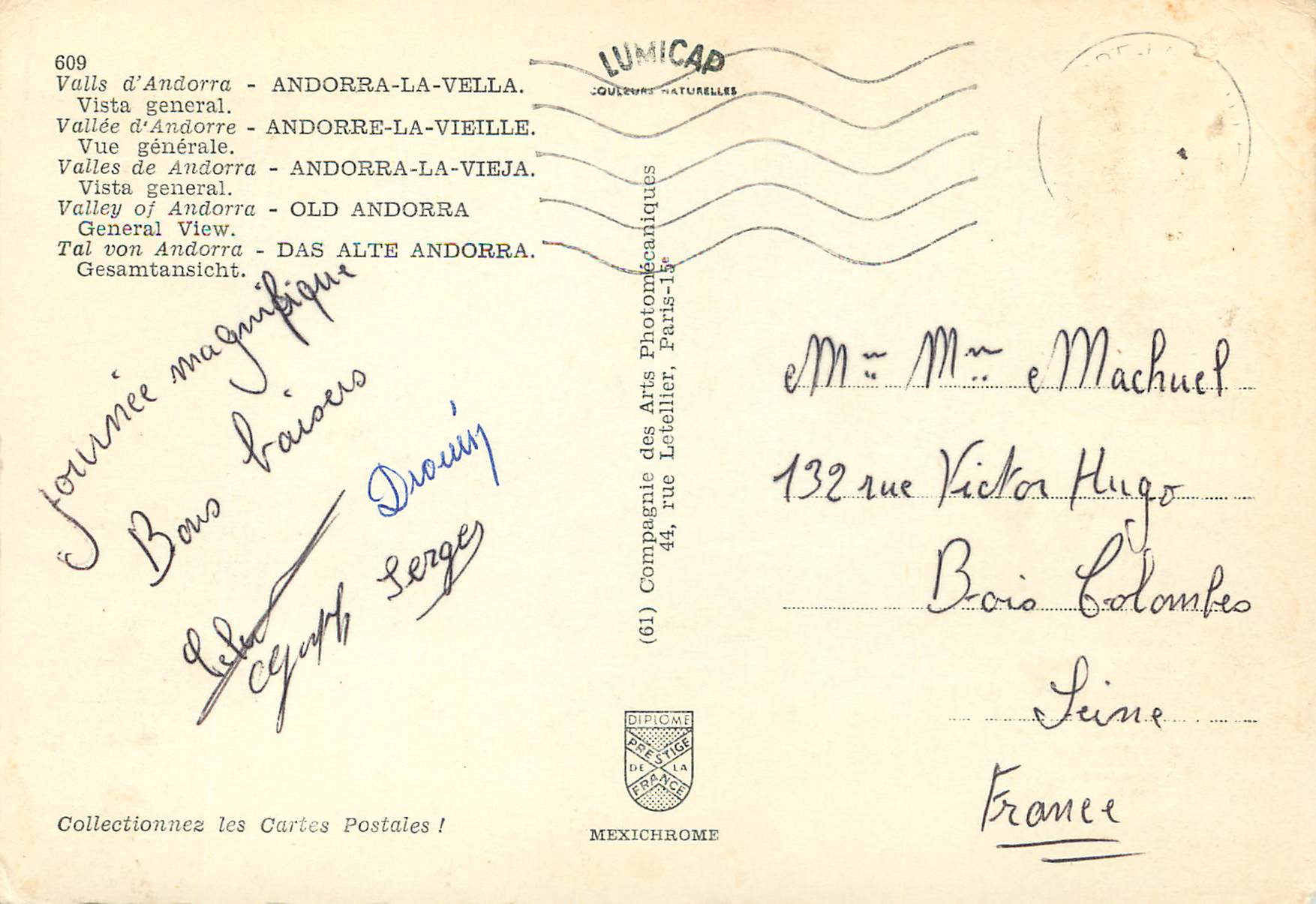 CPM Valls d Andorra Vue generale Andorre la Vieille  — Rückseite
