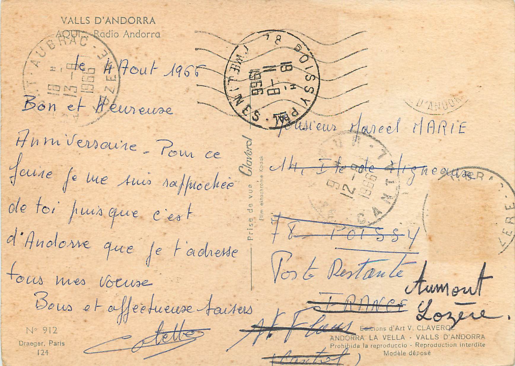 CPM Valls d Andorra Aqui Radio Andorra  — Verso