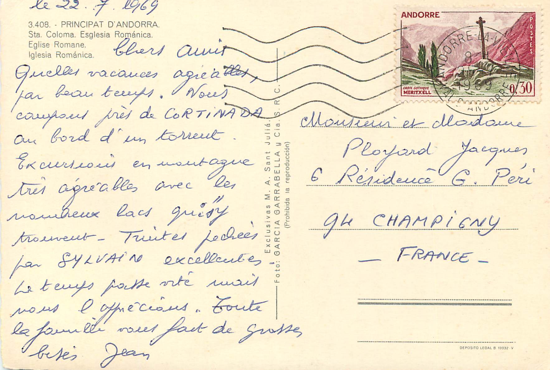 CPM Principat d Andorra Eglise Romane  — Rückseite