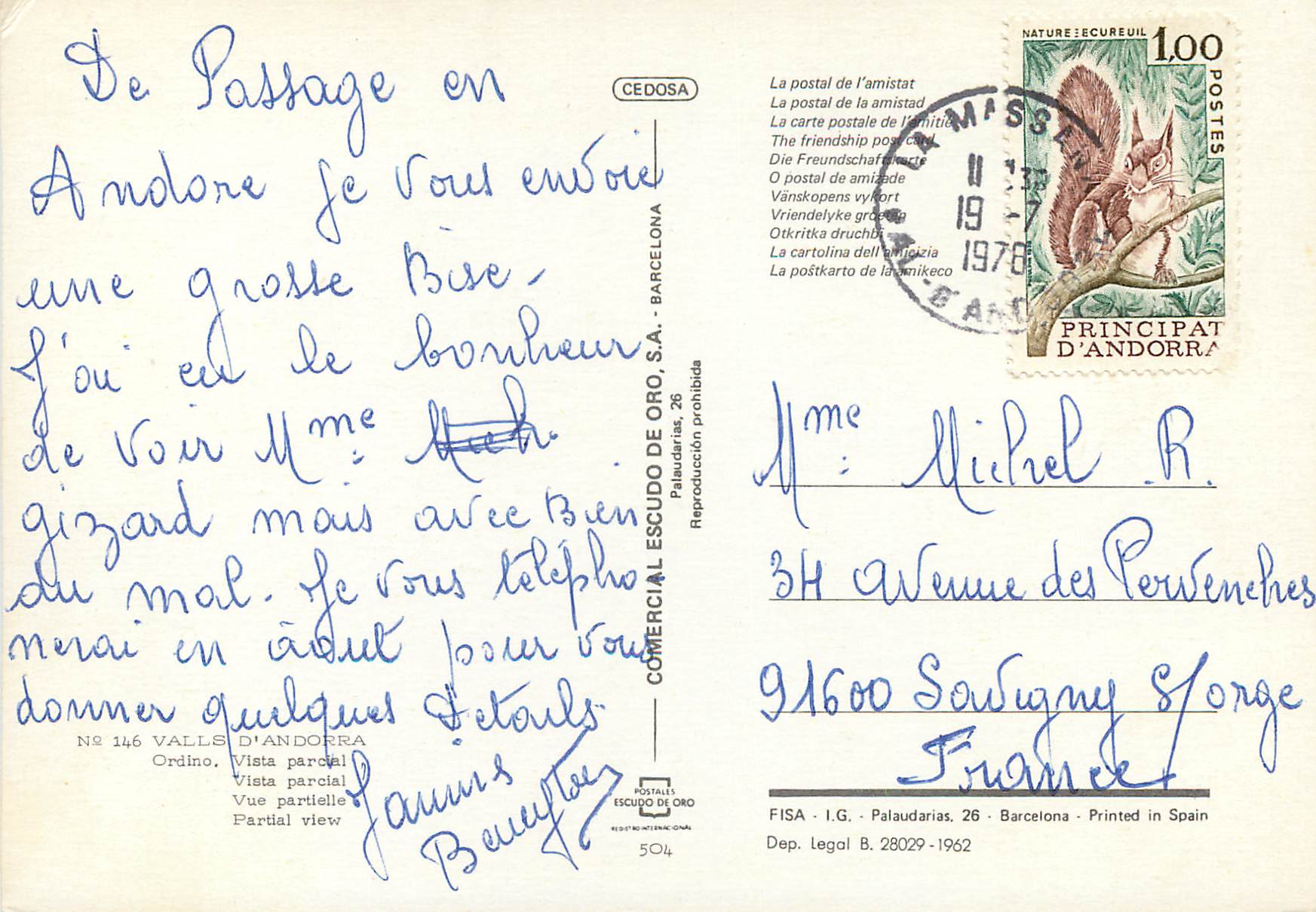 CPM Valls d Andorra Ordino Vue partielle Enfants Folklore — Verso