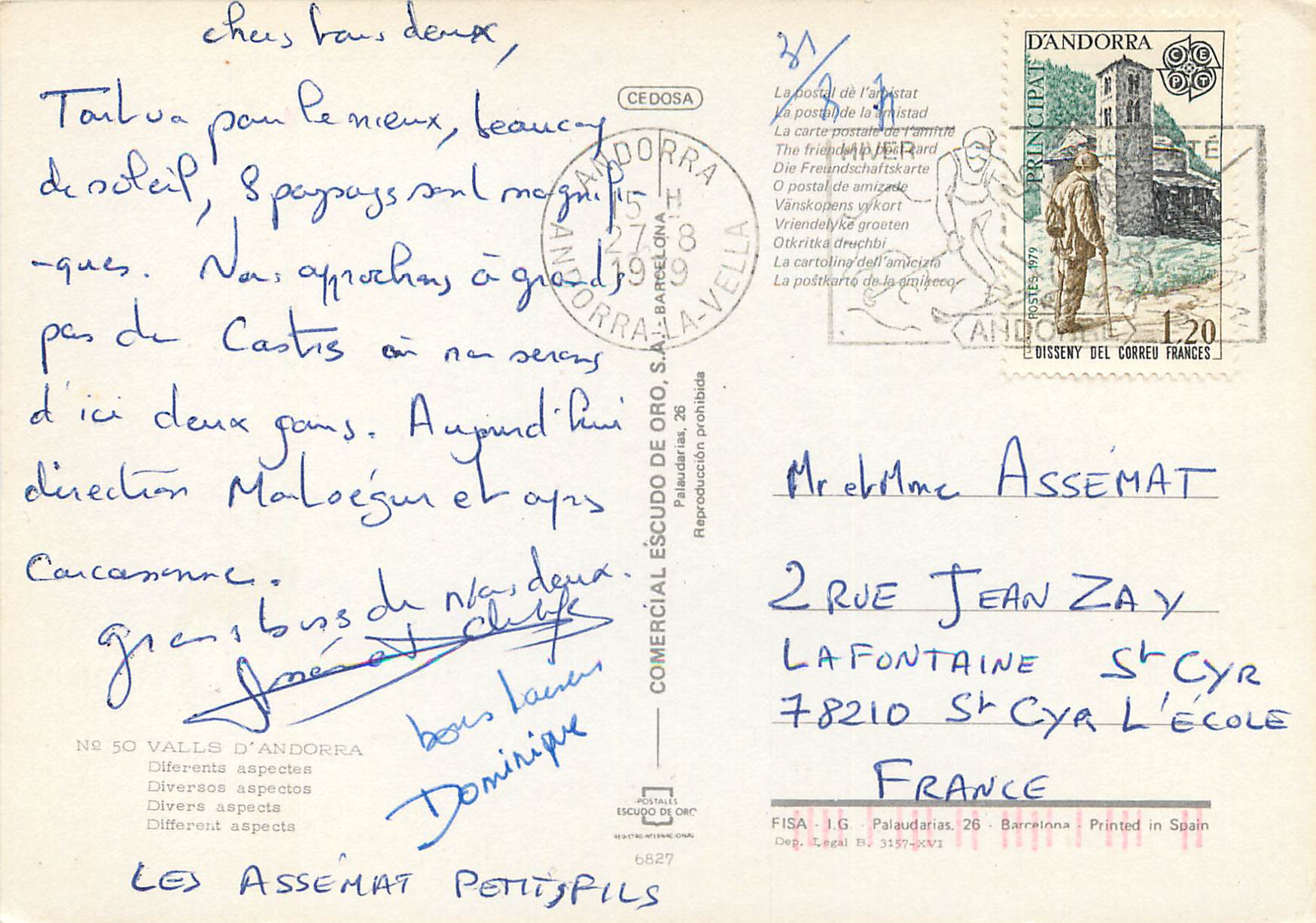 CPM Valls d Andorra Divers aspects  — Verso