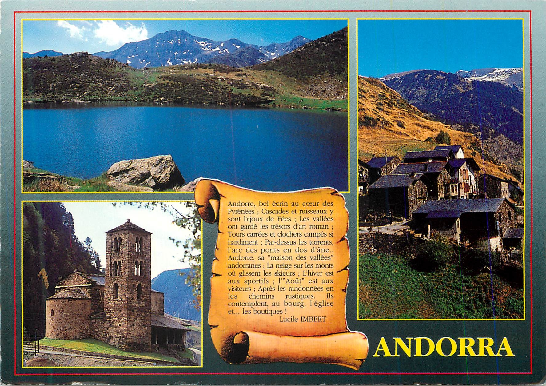 CPM Valls d Andorra Llac de Tristraina Sant Joan de Caselles Poble tipic de Ransol 