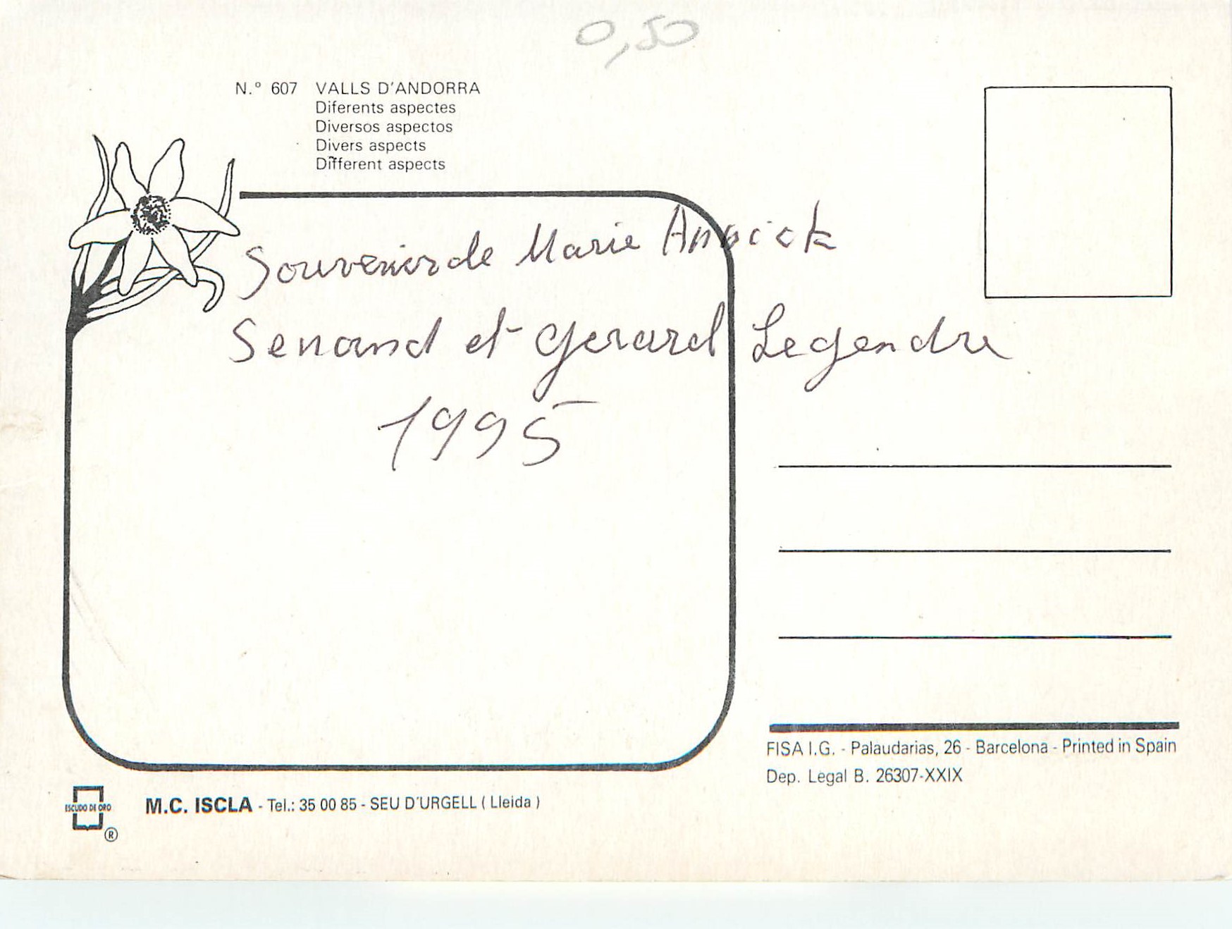 CPM Andorra Telegrama  — Verso
