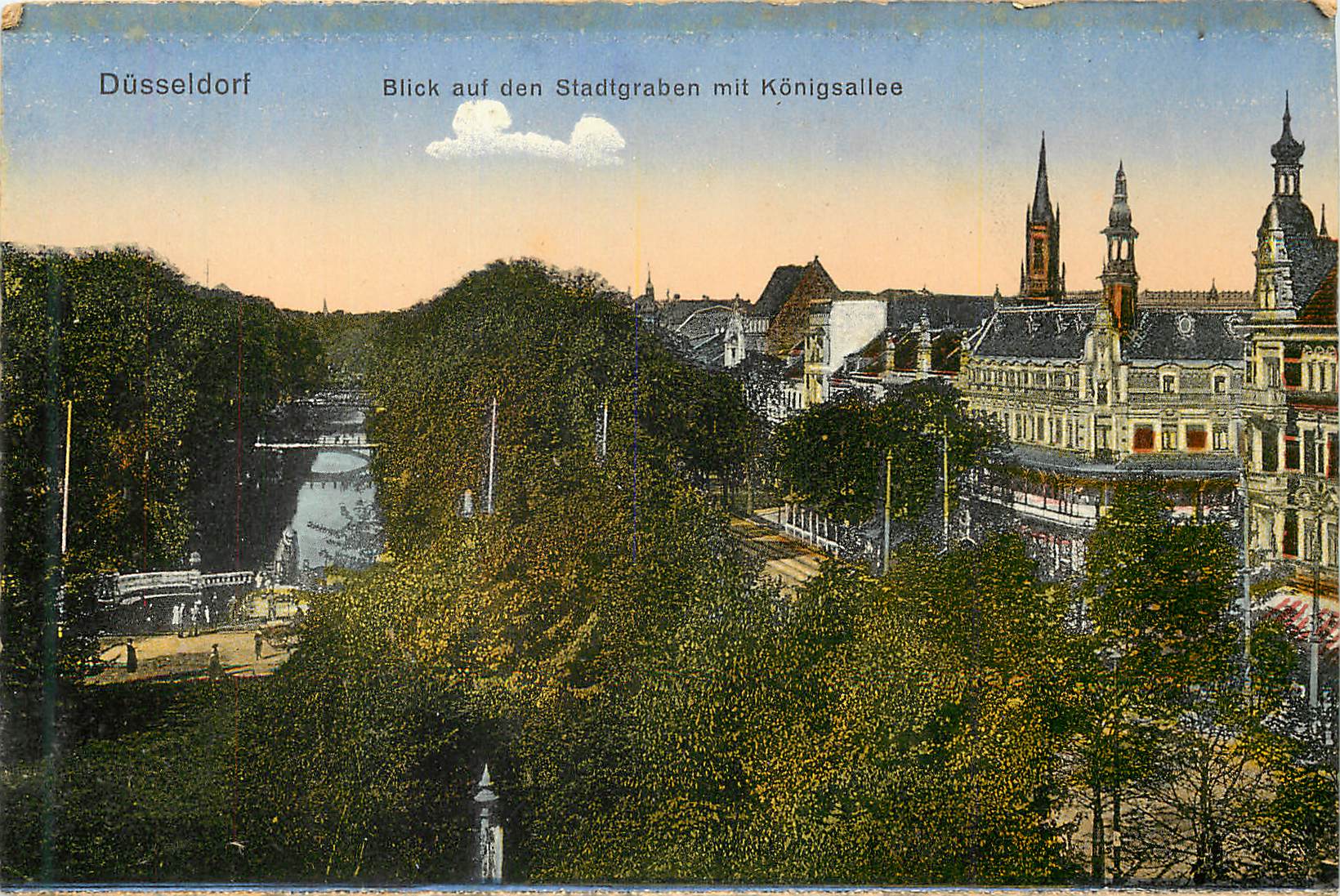 CPA Dusseldorf Blick auf den Stadtgraben mit Konigsallee 