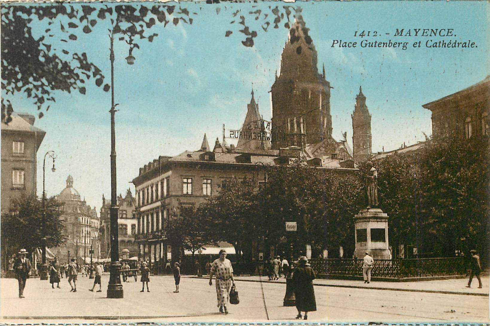 CPA Mayence Place Gutenberg et Cathedrale 