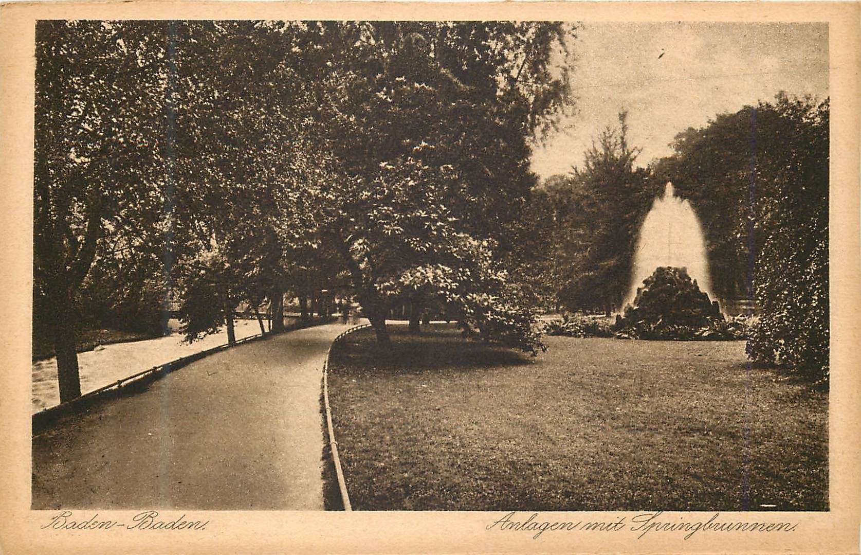 CPA Baden Baden Anlagen mit Springbrunnen 